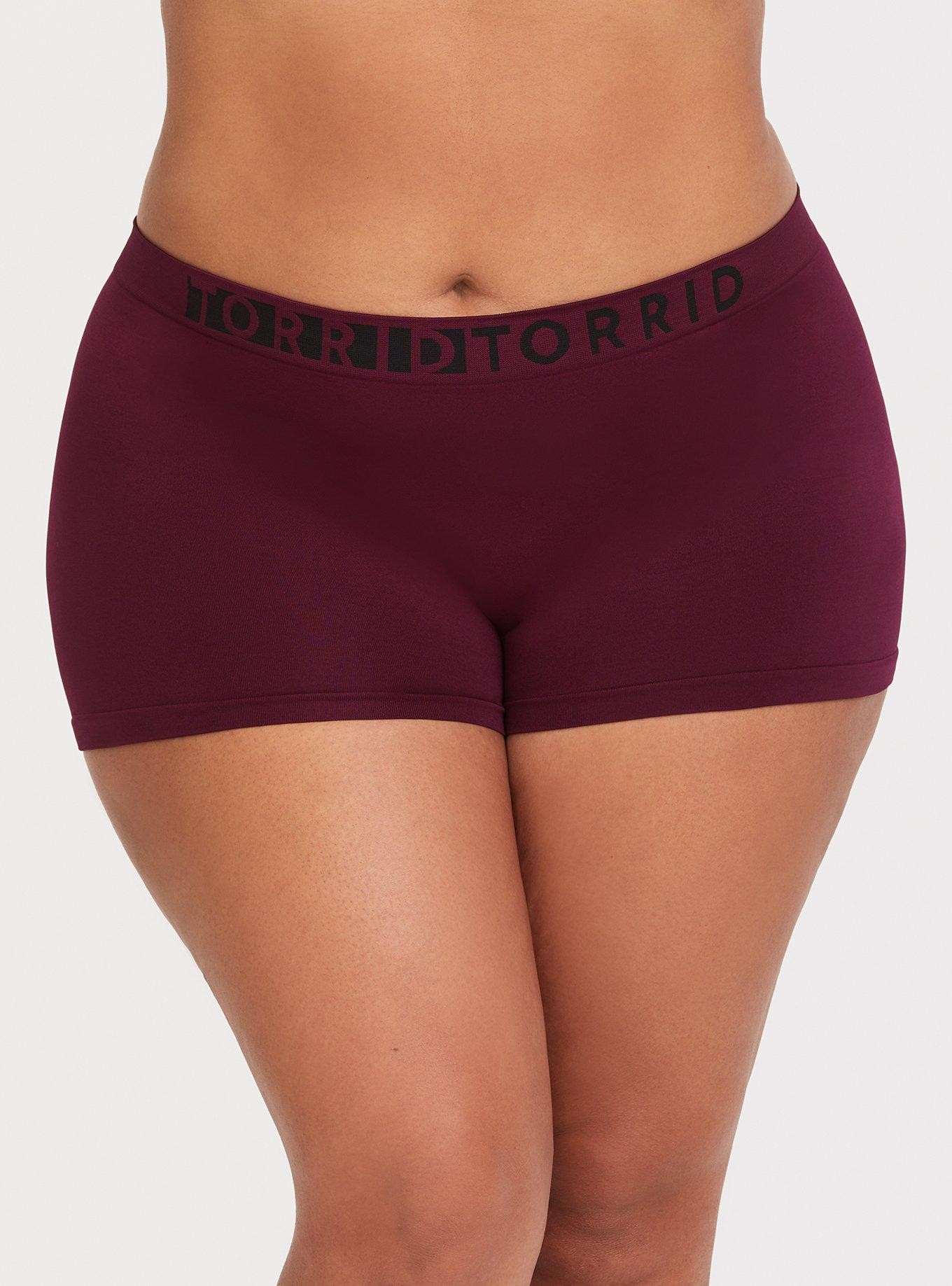 Torrid Logo Merlot Seamless Boyshort Panty, DEEP MERLOT, hi-res