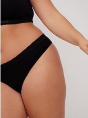 Seamless Smooth Mid-Rise Thong Panty, RICH BLACK, alternate