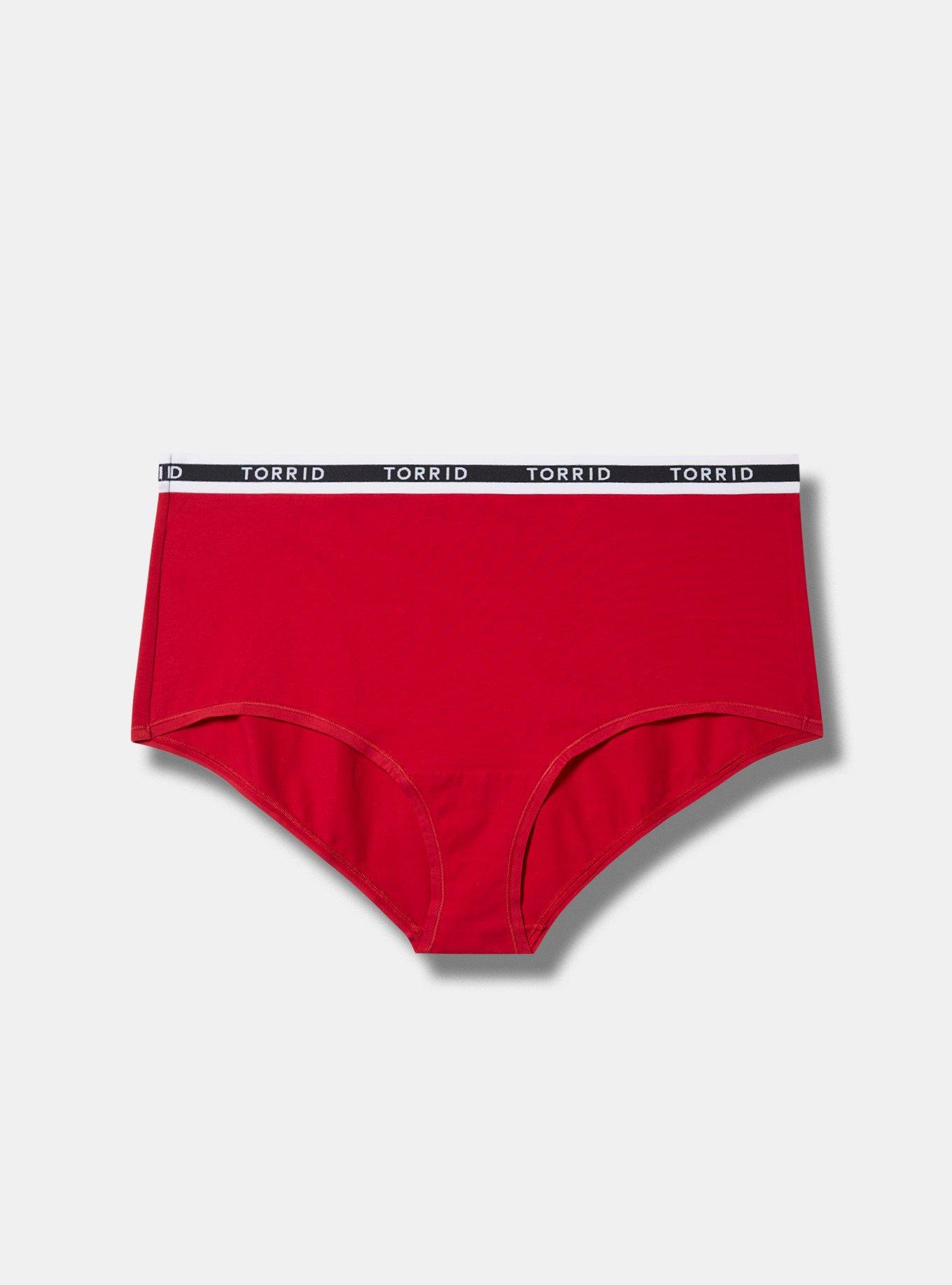Cotton Mid-Rise Brief Logo Panty, JESTER RED, hi-res