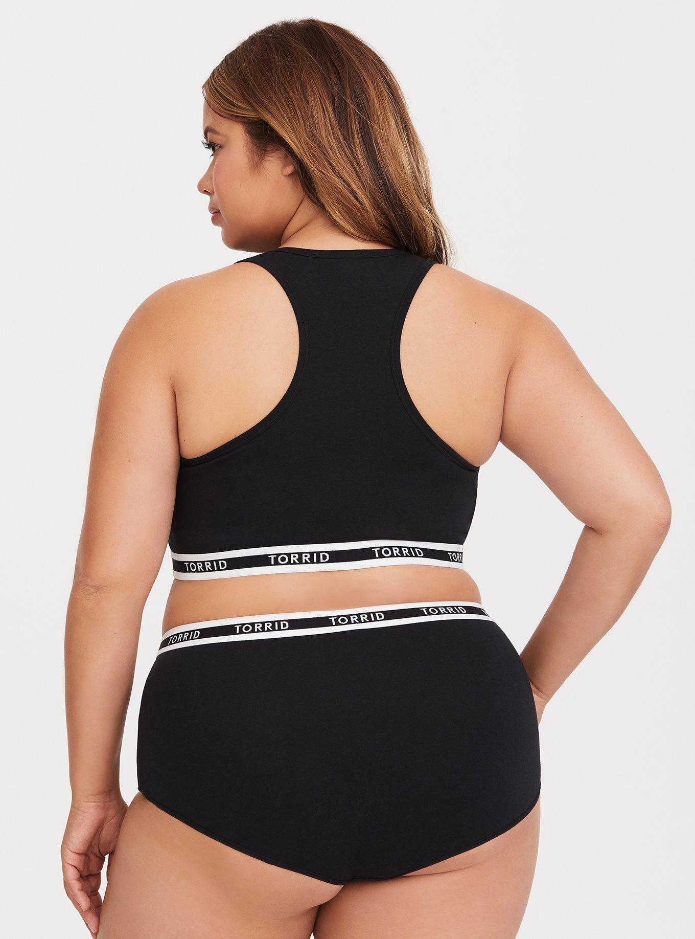 Cotton Mid-Rise Brief Logo Panty, RICH BLACK, alternate