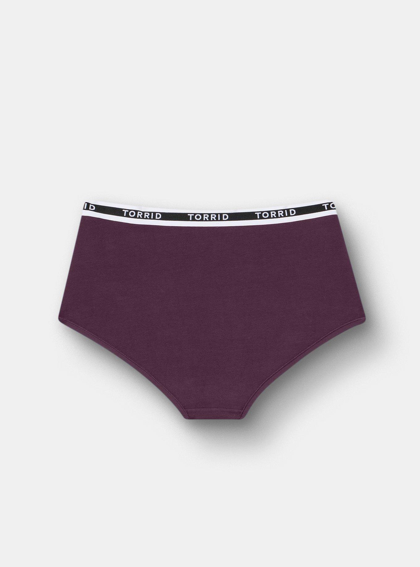Cotton Mid-Rise Brief Logo Panty, POTENT PURPLE, alternate
