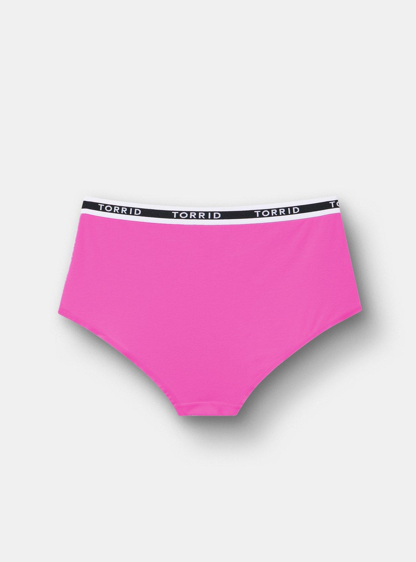 Cotton Mid-Rise Brief Logo Panty, DAZZLE ROSE, alternate
