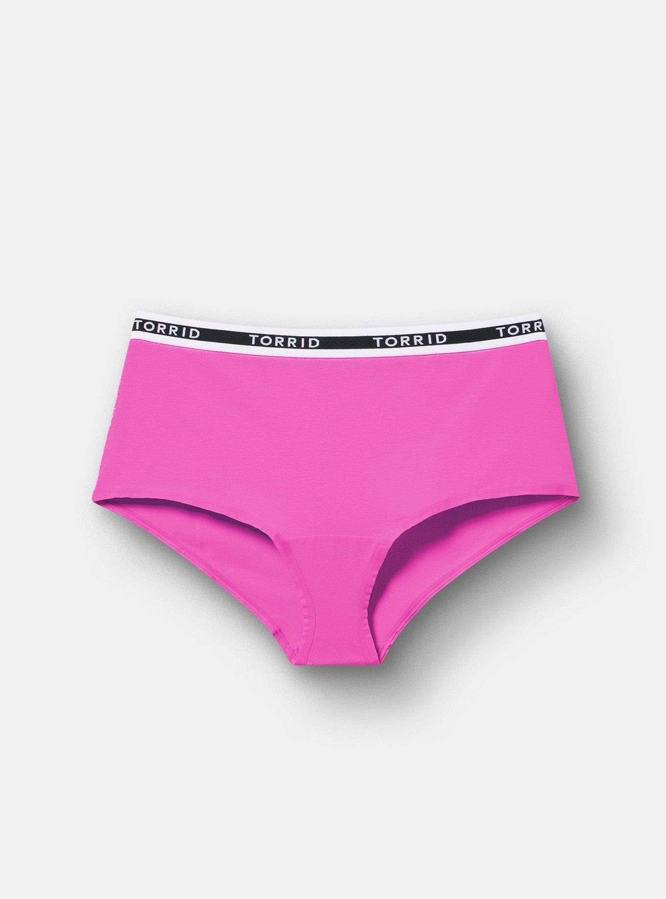 COTTON MID RISE BRIEF LOGO PANTY, DAZZLE ROSE, hi-res