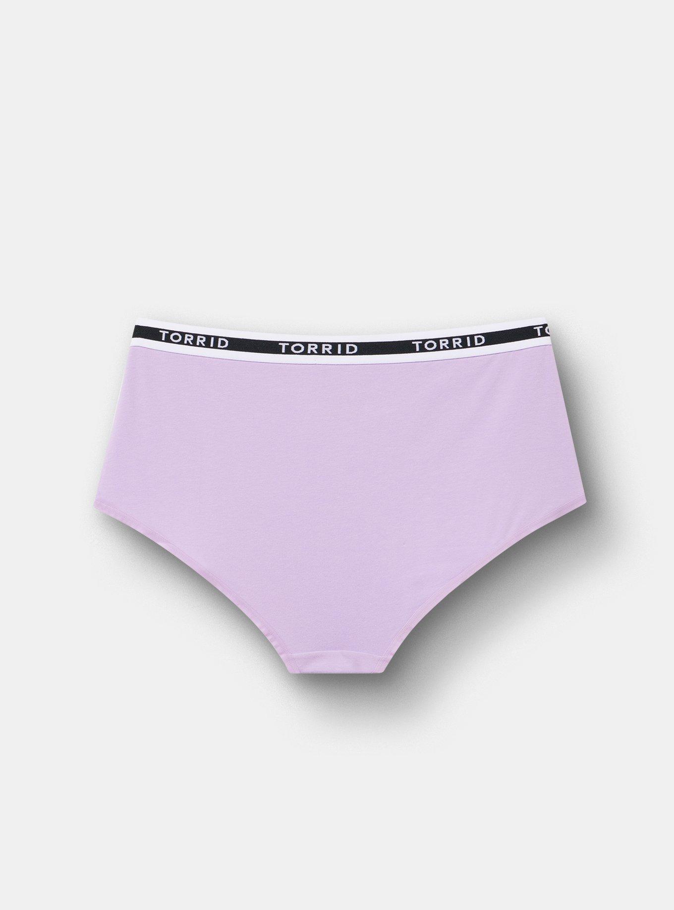 Cotton Mid-Rise Brief Logo Panty, LAVENDULA, alternate