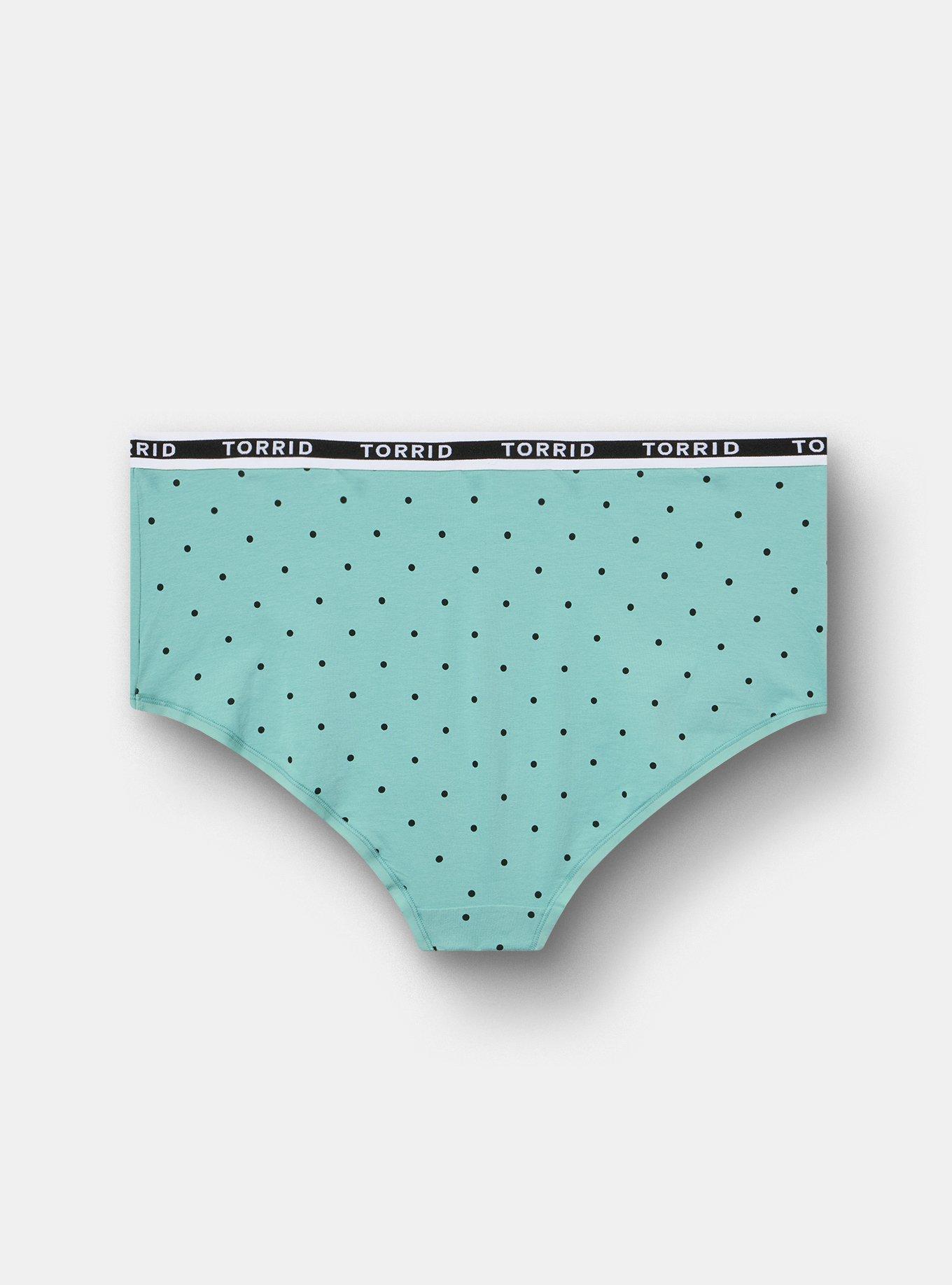 Cotton Mid-Rise Brief Logo Panty, SYDNEY DOTS GREEN, alternate