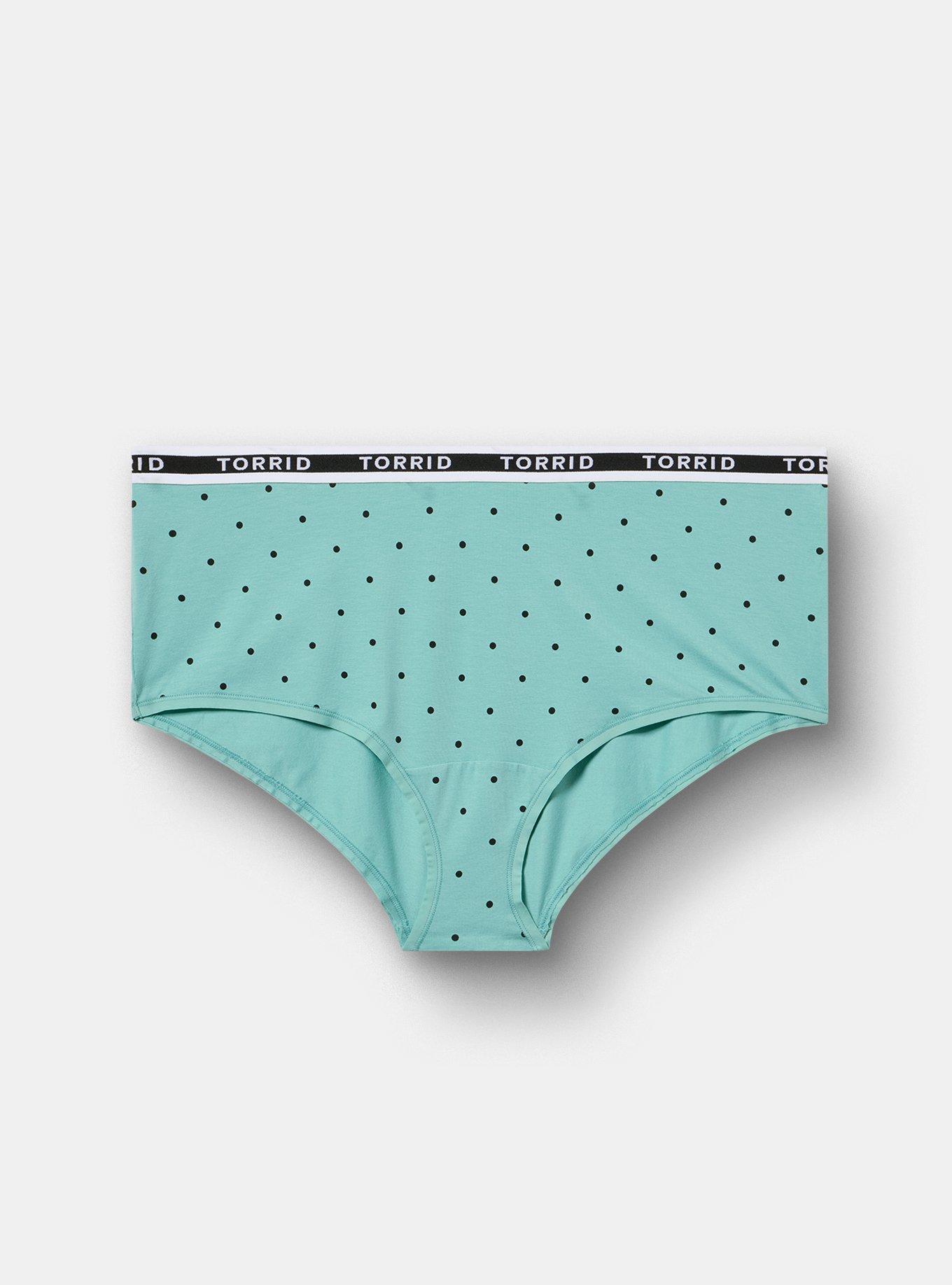 Cotton Mid-Rise Brief Logo Panty, SYDNEY DOTS GREEN, hi-res