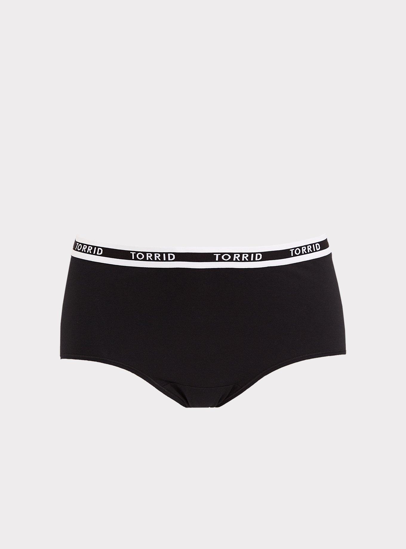Cotton Mid-Rise Brief Logo Panty, , flat