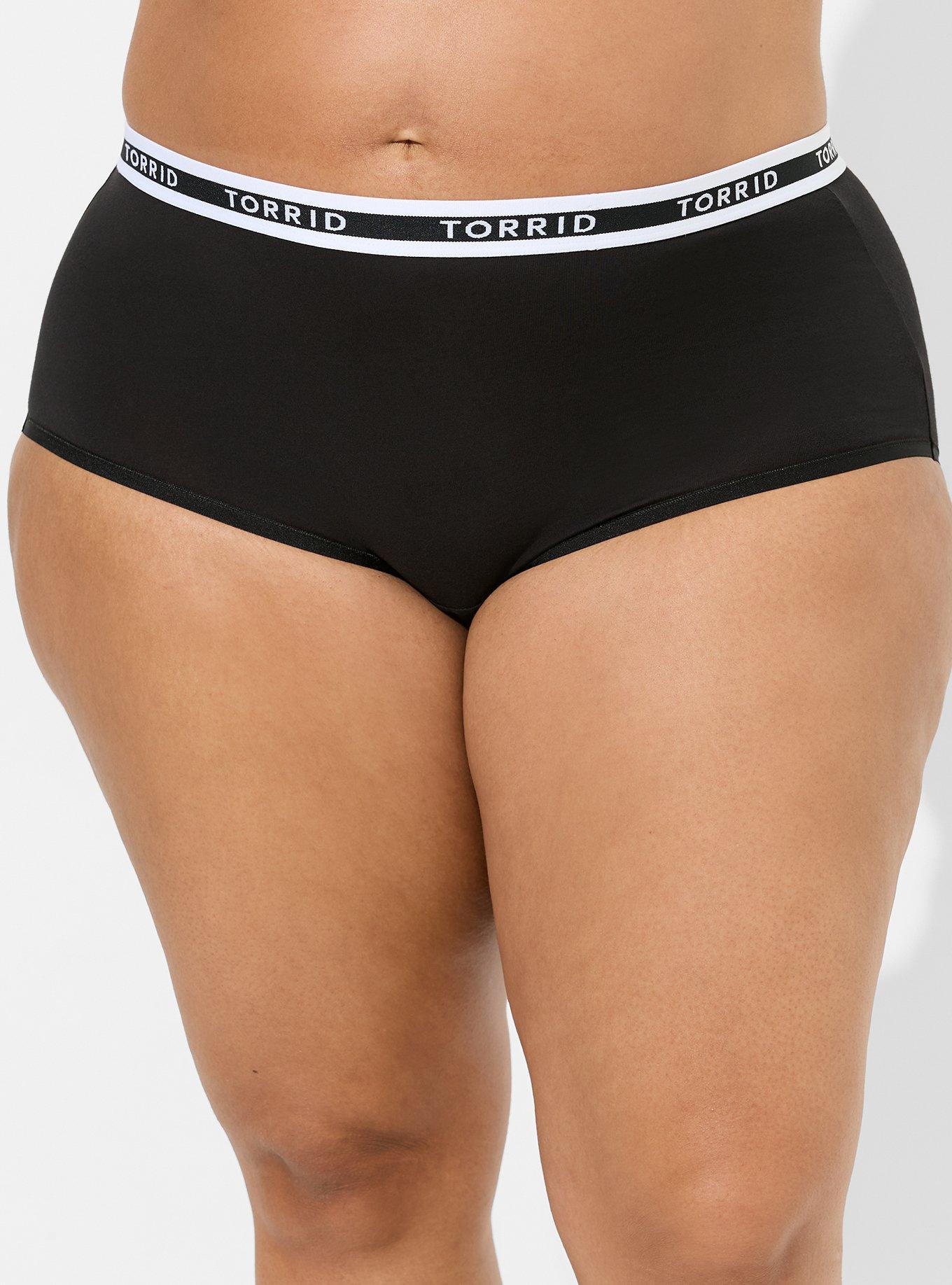 Cotton Mid-Rise Brief Logo Panty, , hi-res