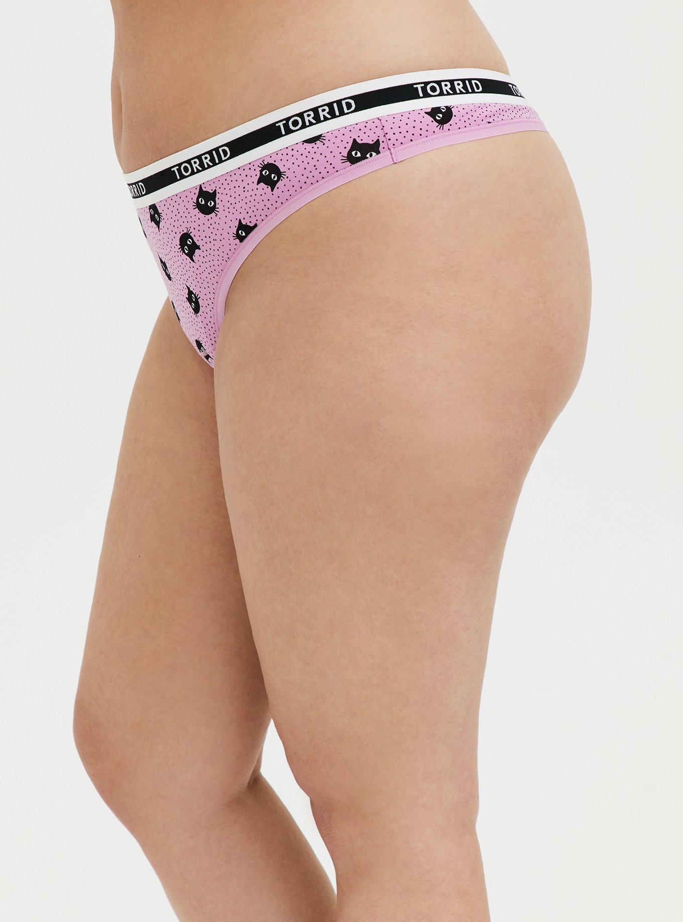 Torrid Logo Pink Cat Cotton Thong Panty, CAT DOT, alternate