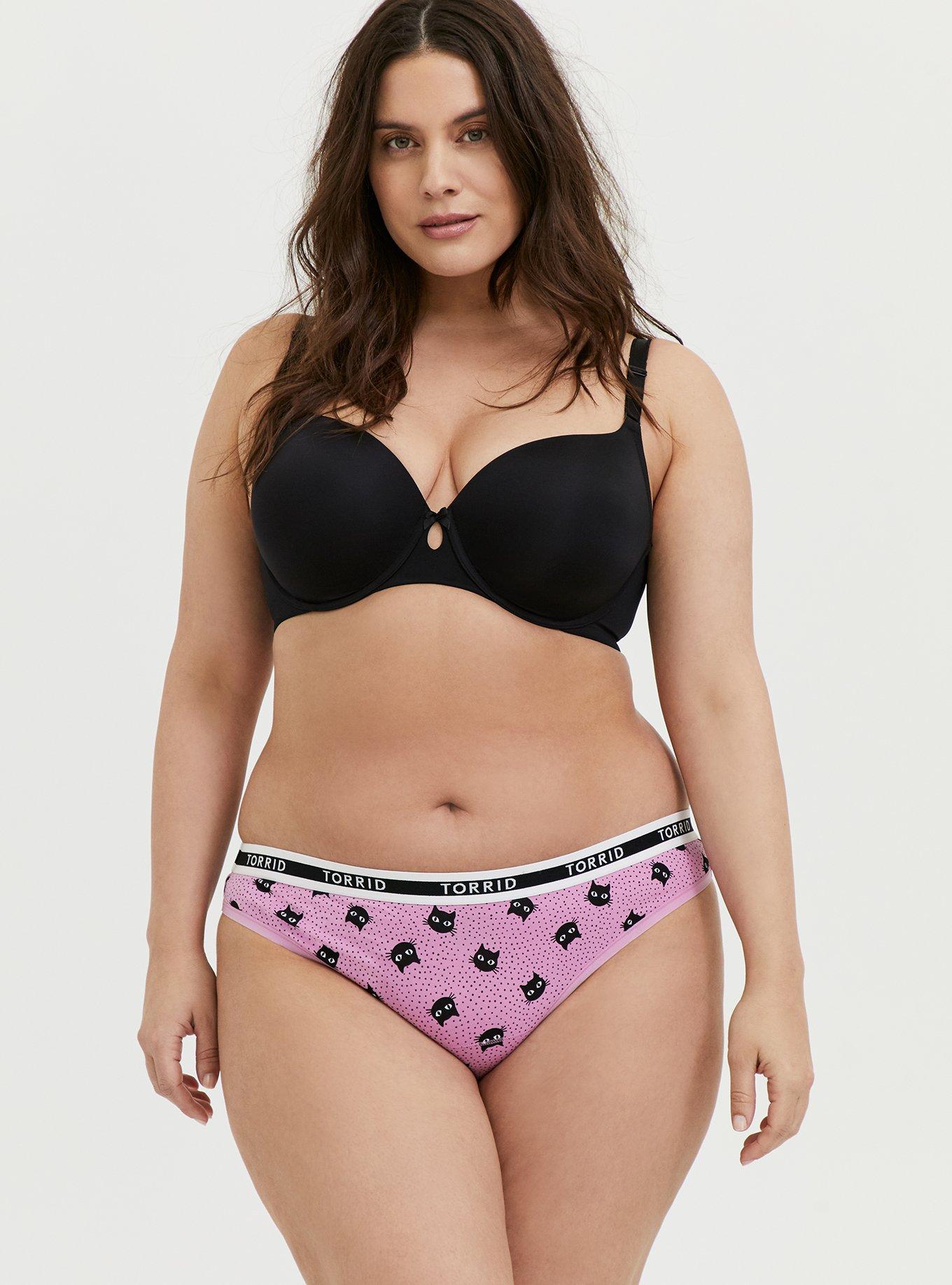 Torrid Logo Pink Cat Cotton Thong Panty, CAT DOT, alternate