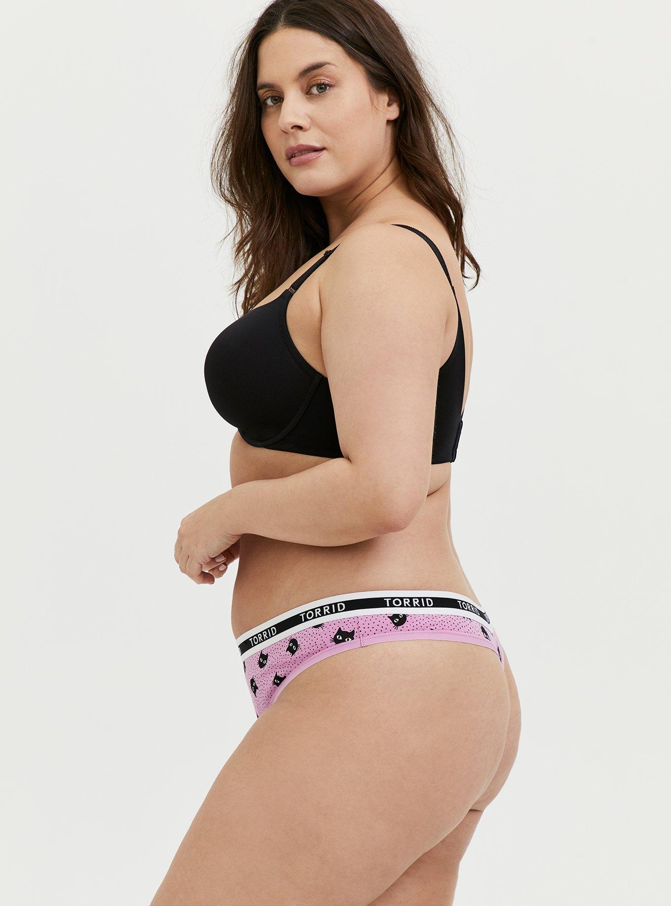 Torrid Logo Pink Cat Cotton Thong Panty, CAT DOT, alternate