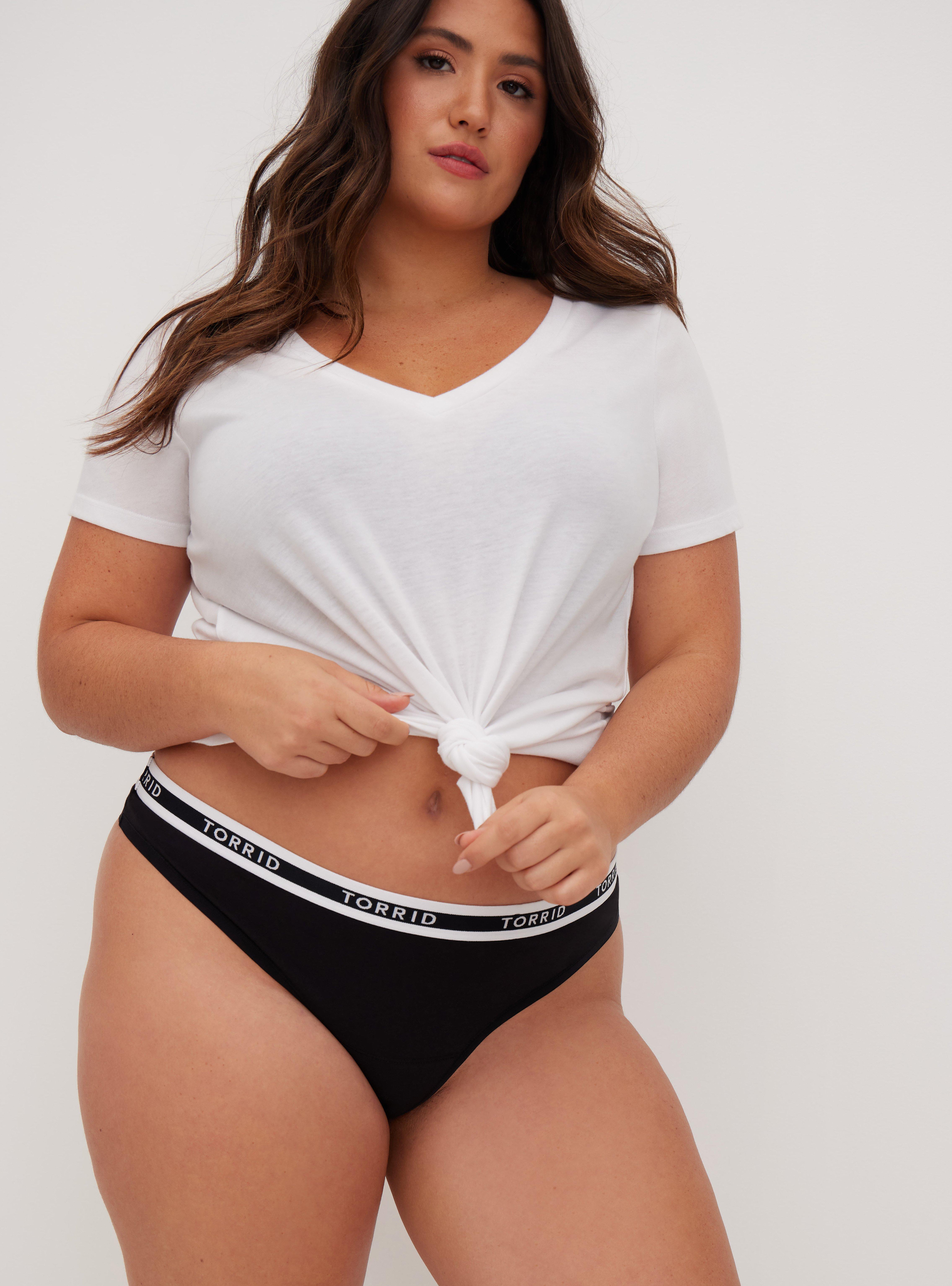 Plus Size - Cotton Mid-Rise Thong Logo Panty - Torrid