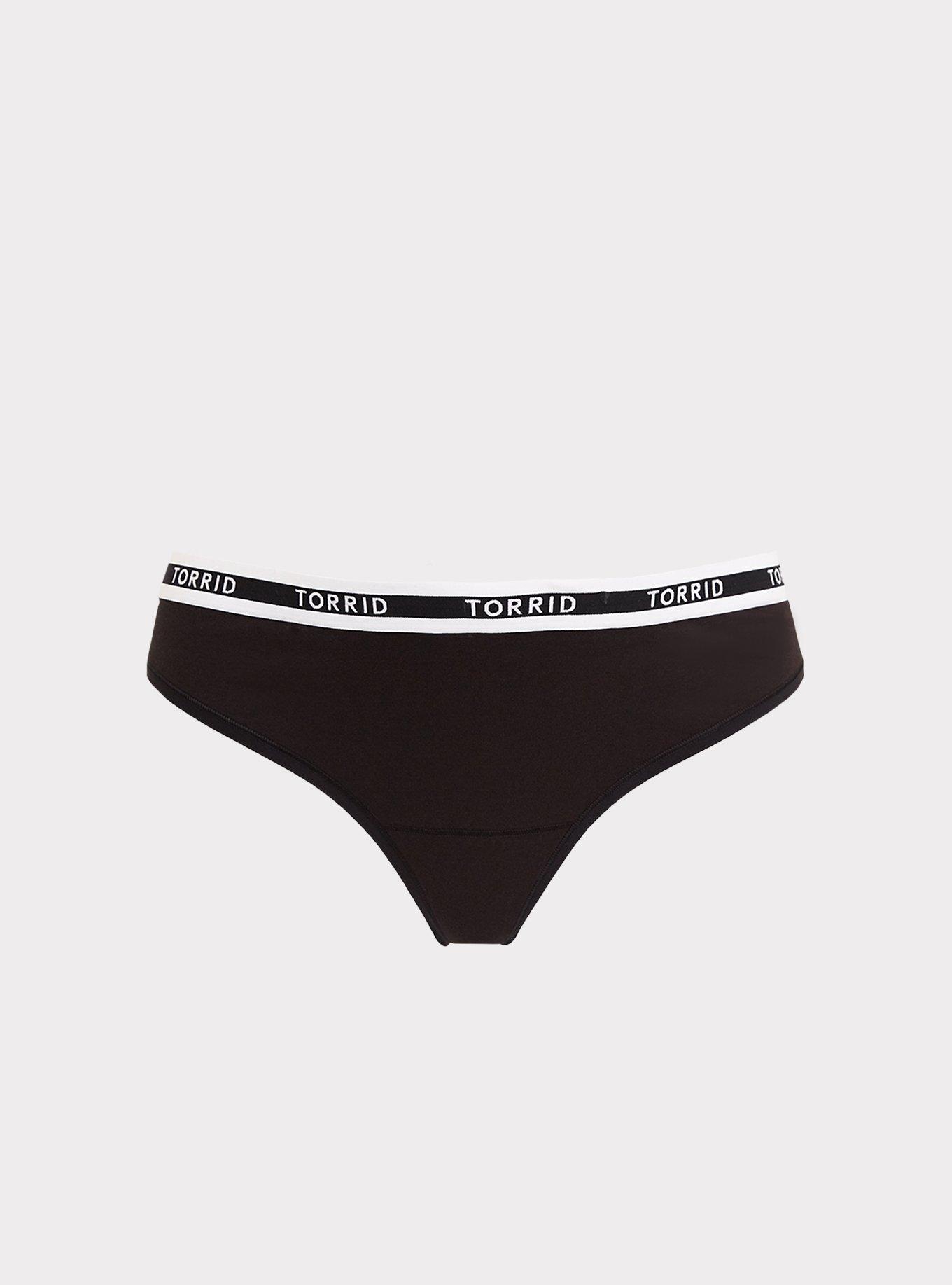 Torrid Logo Black Cotton Thong Panty