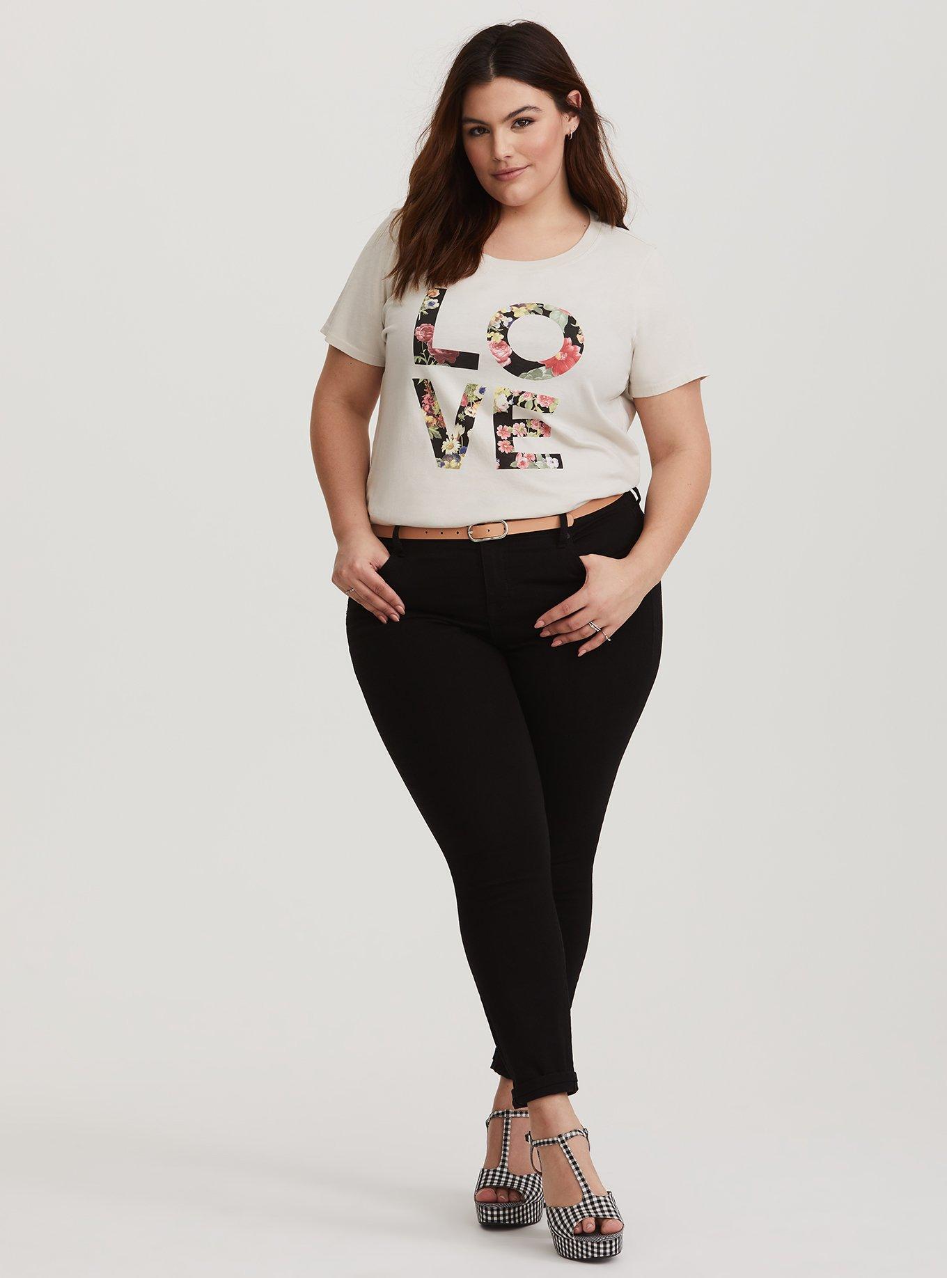 Plus Size Ivory Love Crew Slim Fit Tee, NONEC, alternate