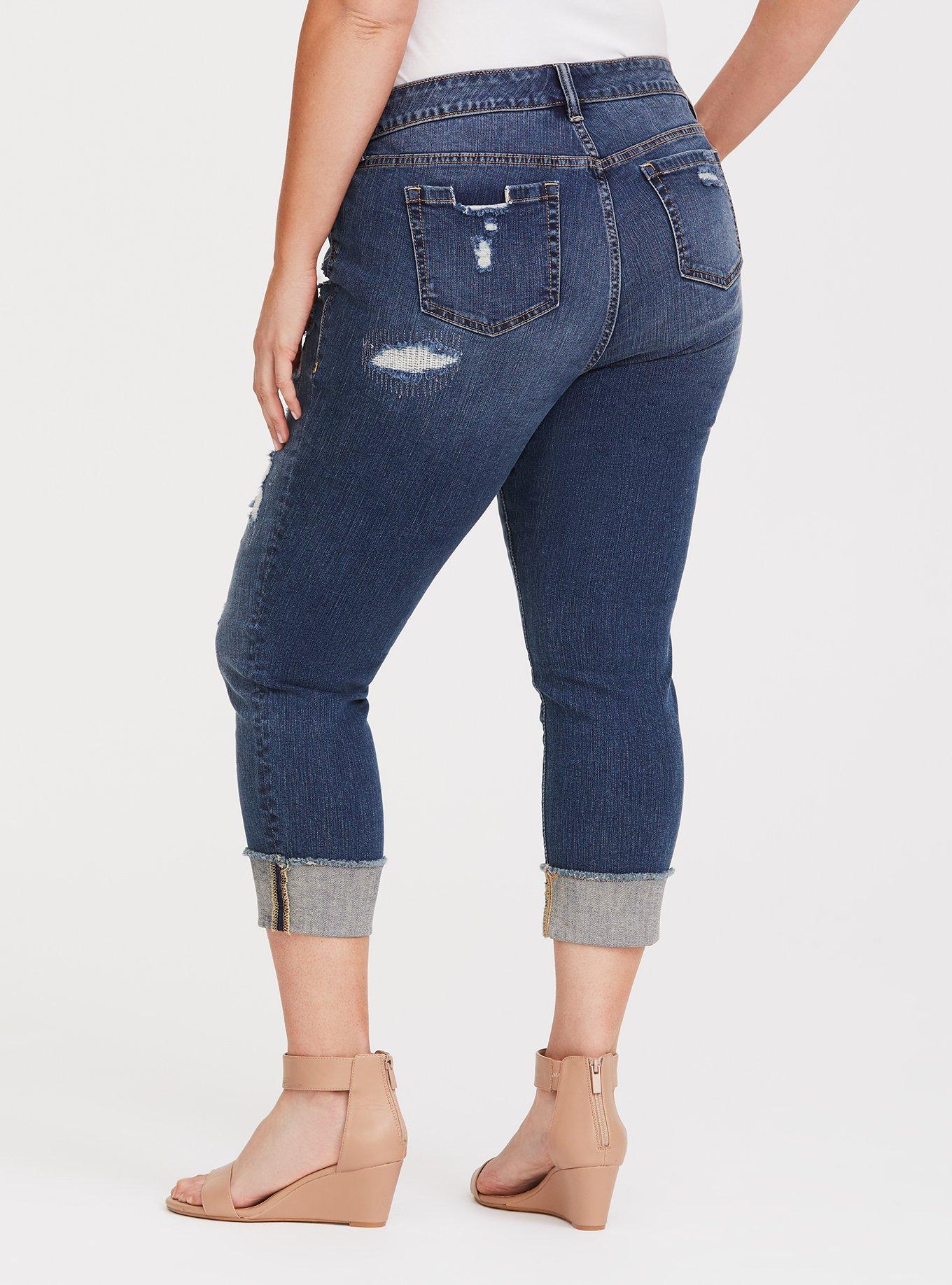 Plus Size - Crop Boyfriend Jean - Vintage Stretch Medium Wash - Torrid