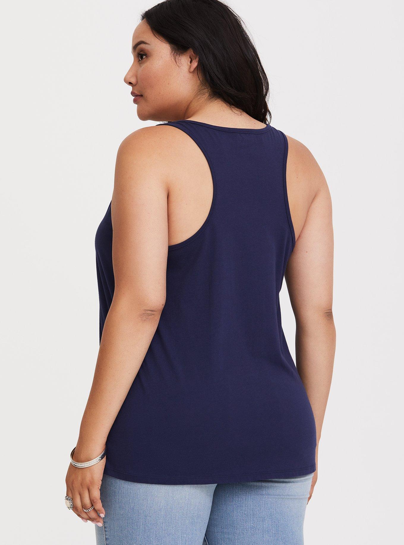 Plus Size Navy Flamingo Racerback Tank, PEACOAT, alternate