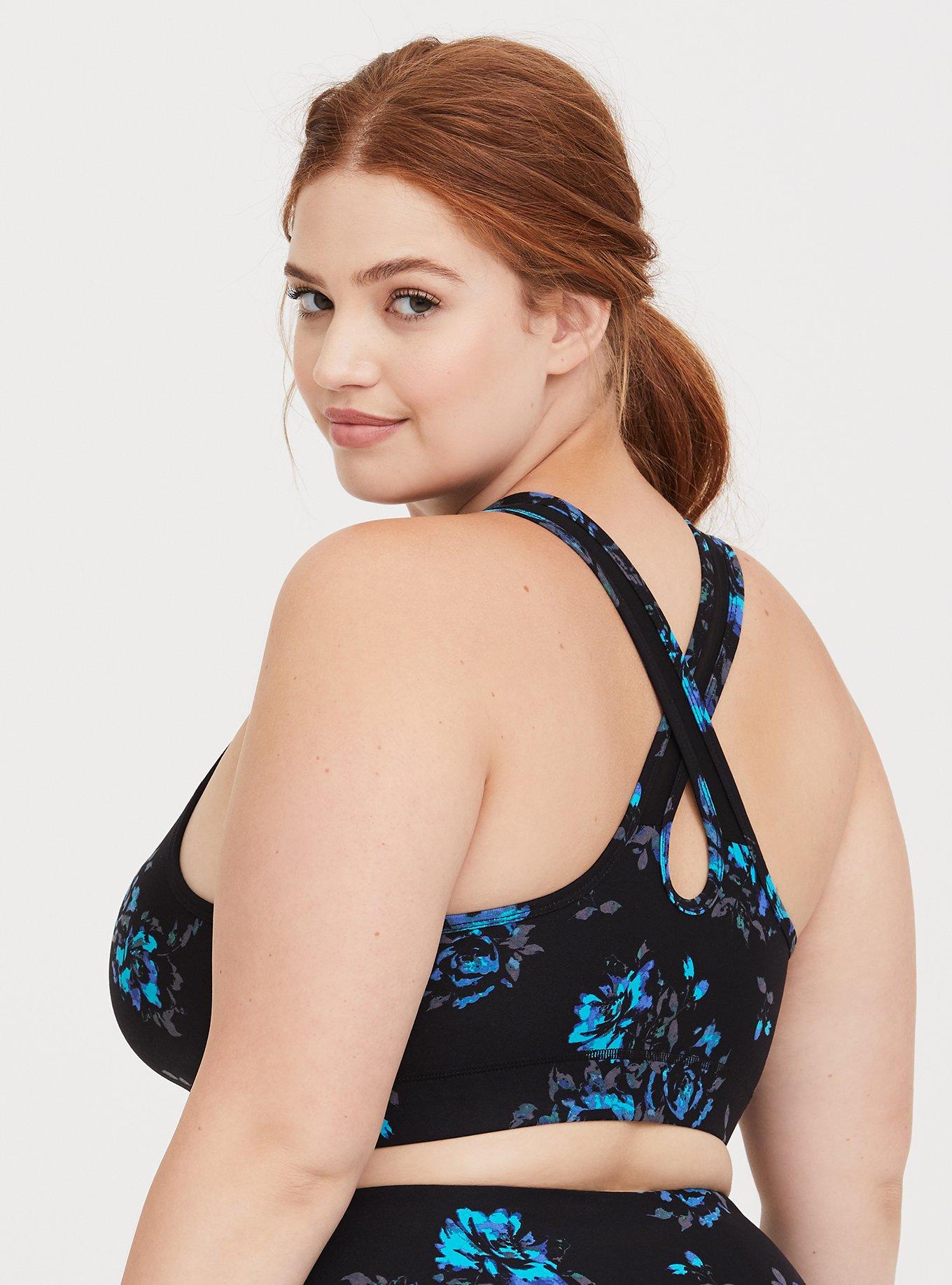 Black & Blue Floral Sports Bra, MULTI FLORAL, alternate