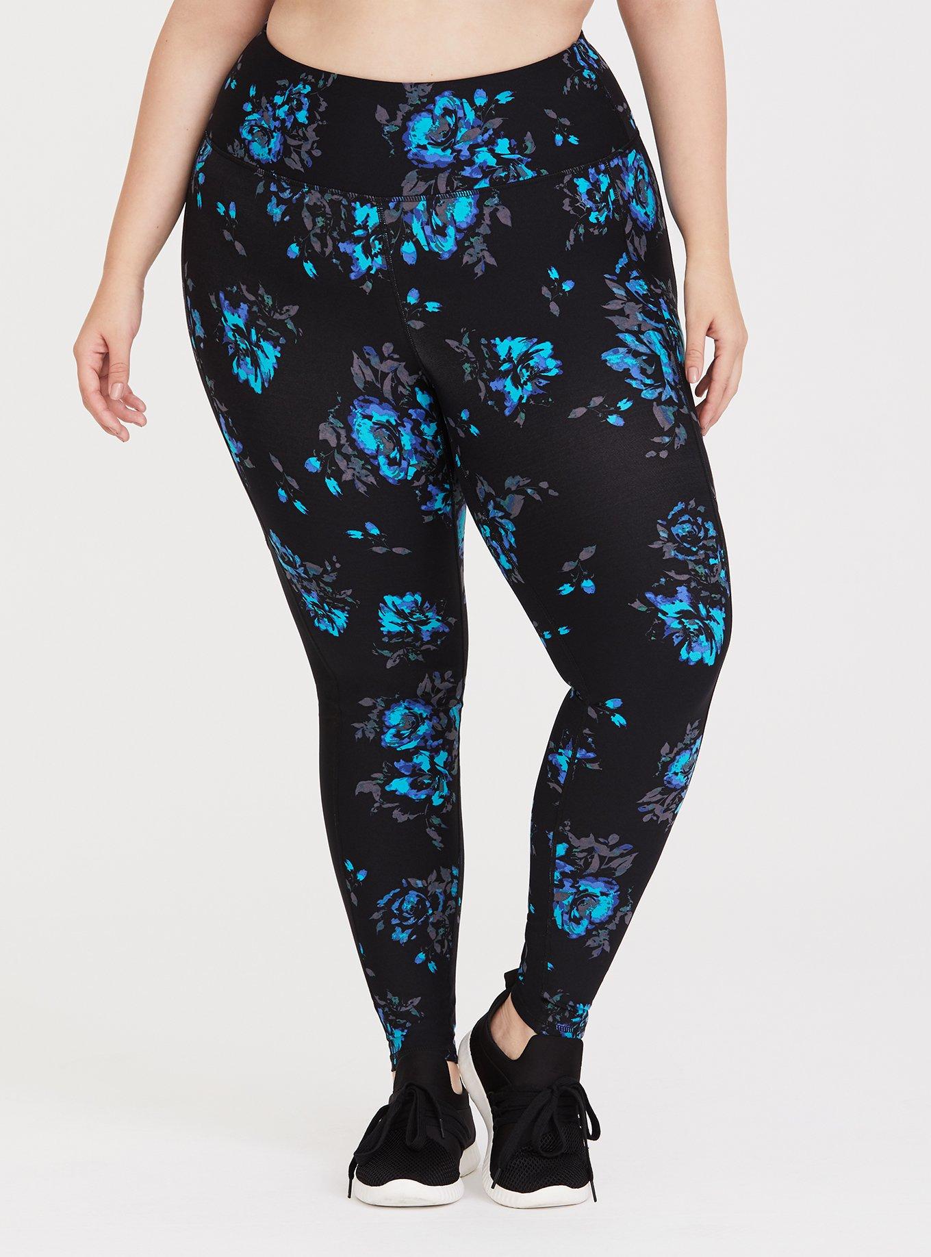 Black Floral Mesh Inset Active Legging, MULTI FLORAL, alternate