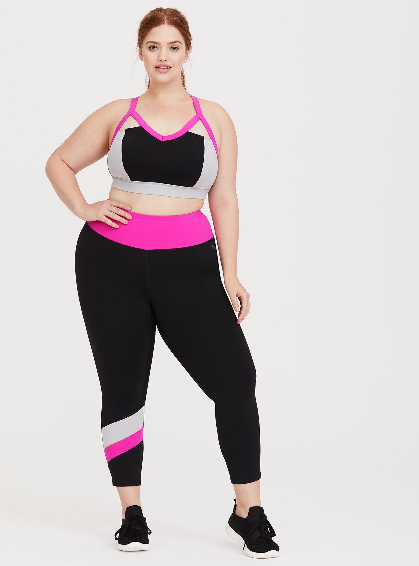 Black & Pink Cutout Sports Bra, BLACK, alternate