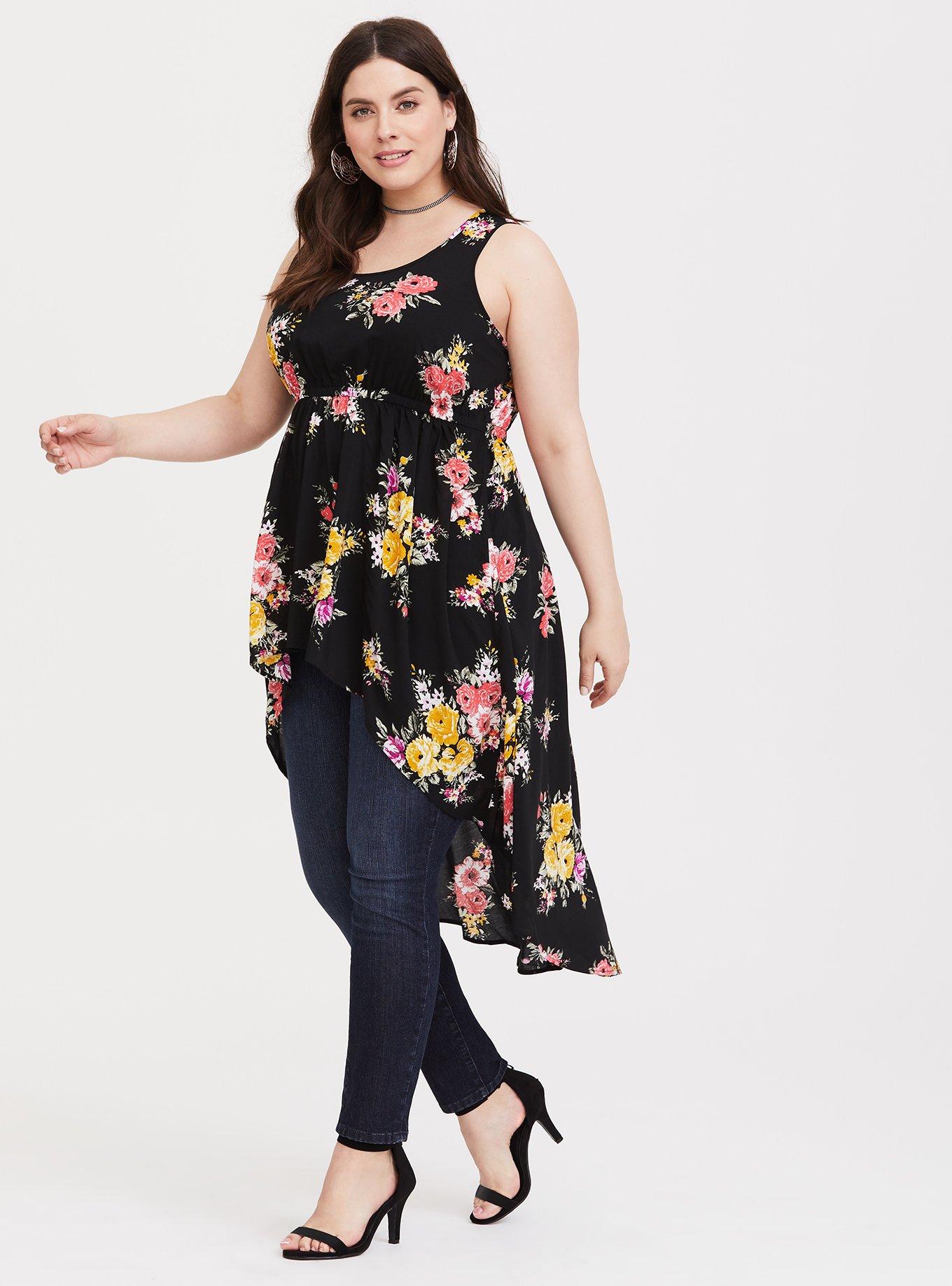 Torrid 1 Women's Babydoll Stretch Challis Pink Floral Top 1X - $24