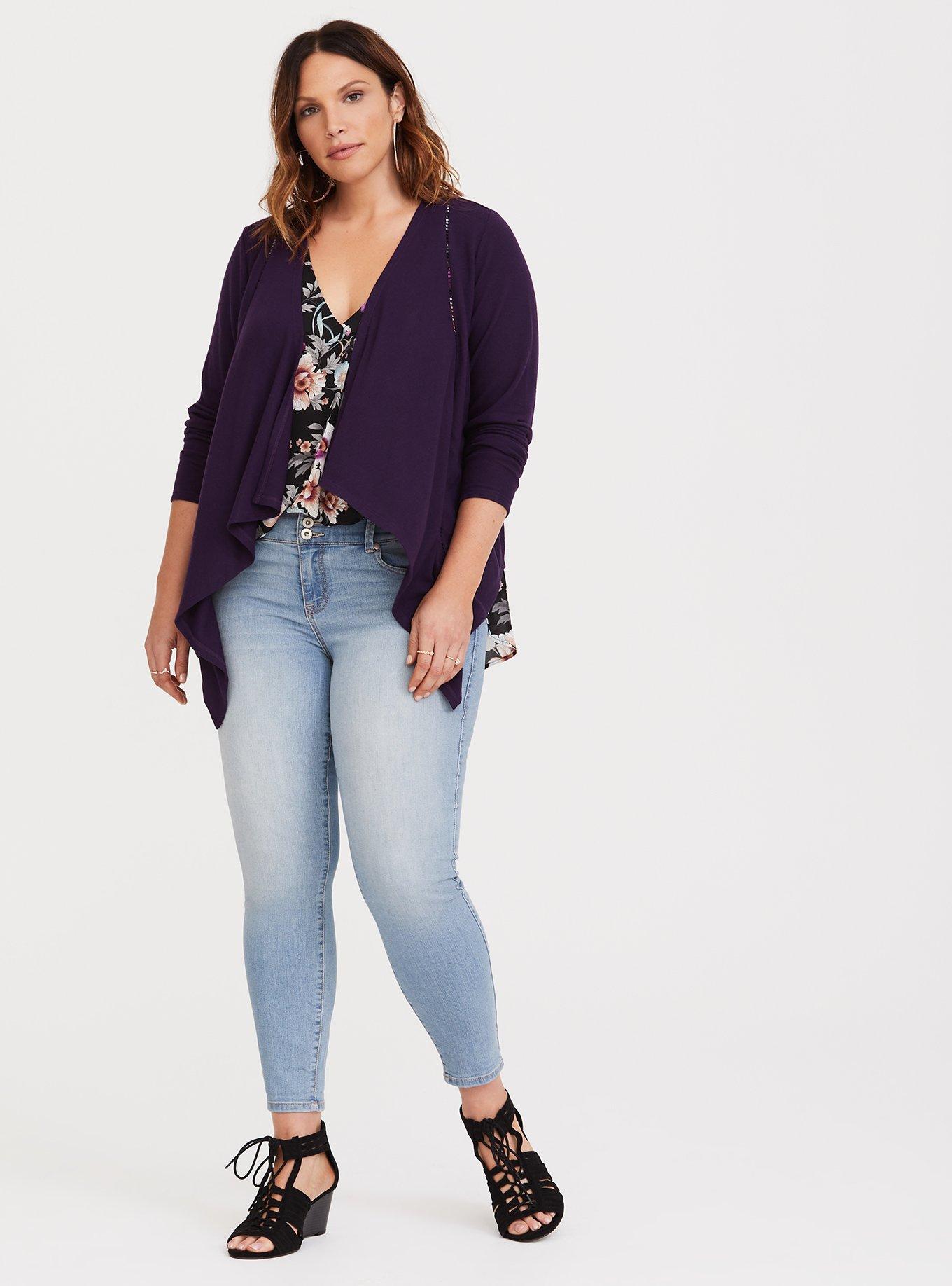 Purple Eyelet Cardigan, NONEC, alternate