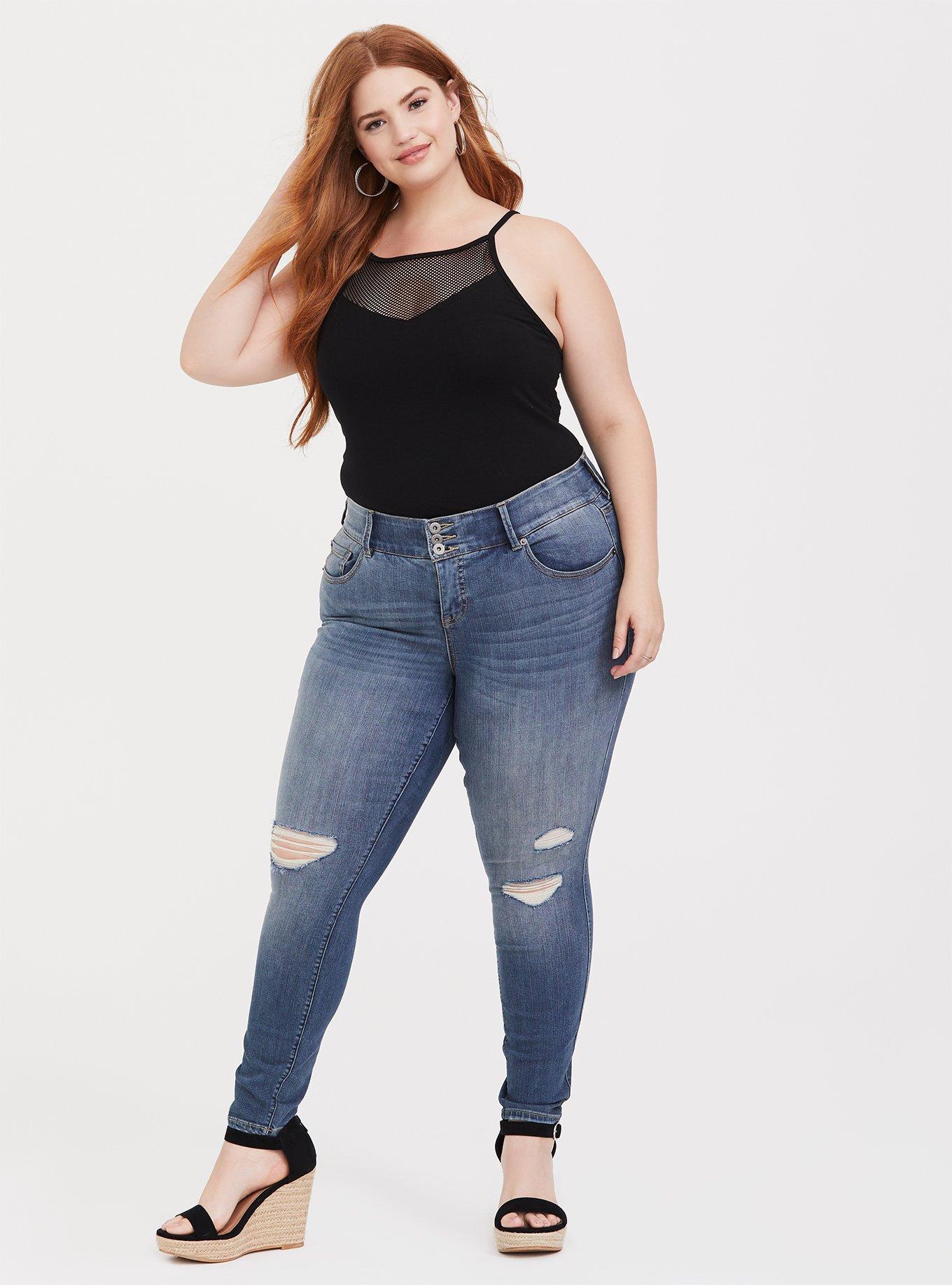 Plus Size Foxy Mesh Inset Halter Top, , alternate