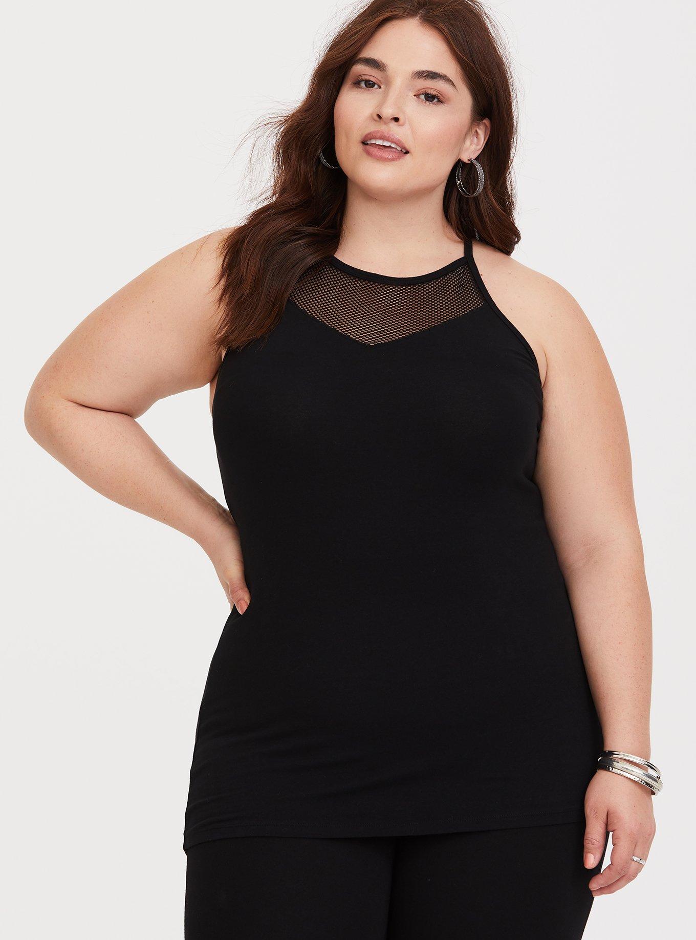 Plus Size Foxy Mesh Inset Halter Top, , alternate