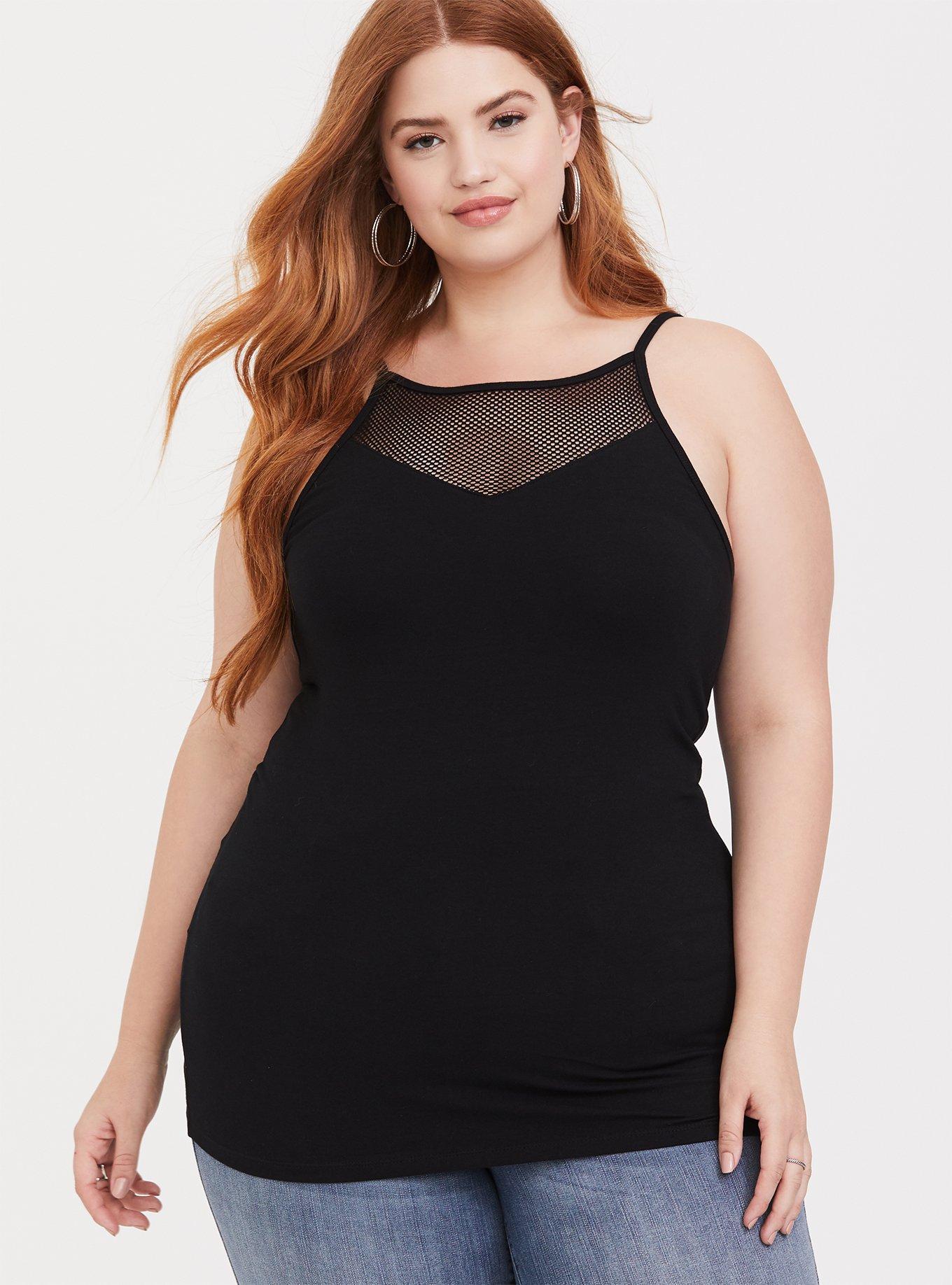 Plus Size Foxy Mesh Inset Halter Top, , hi-res