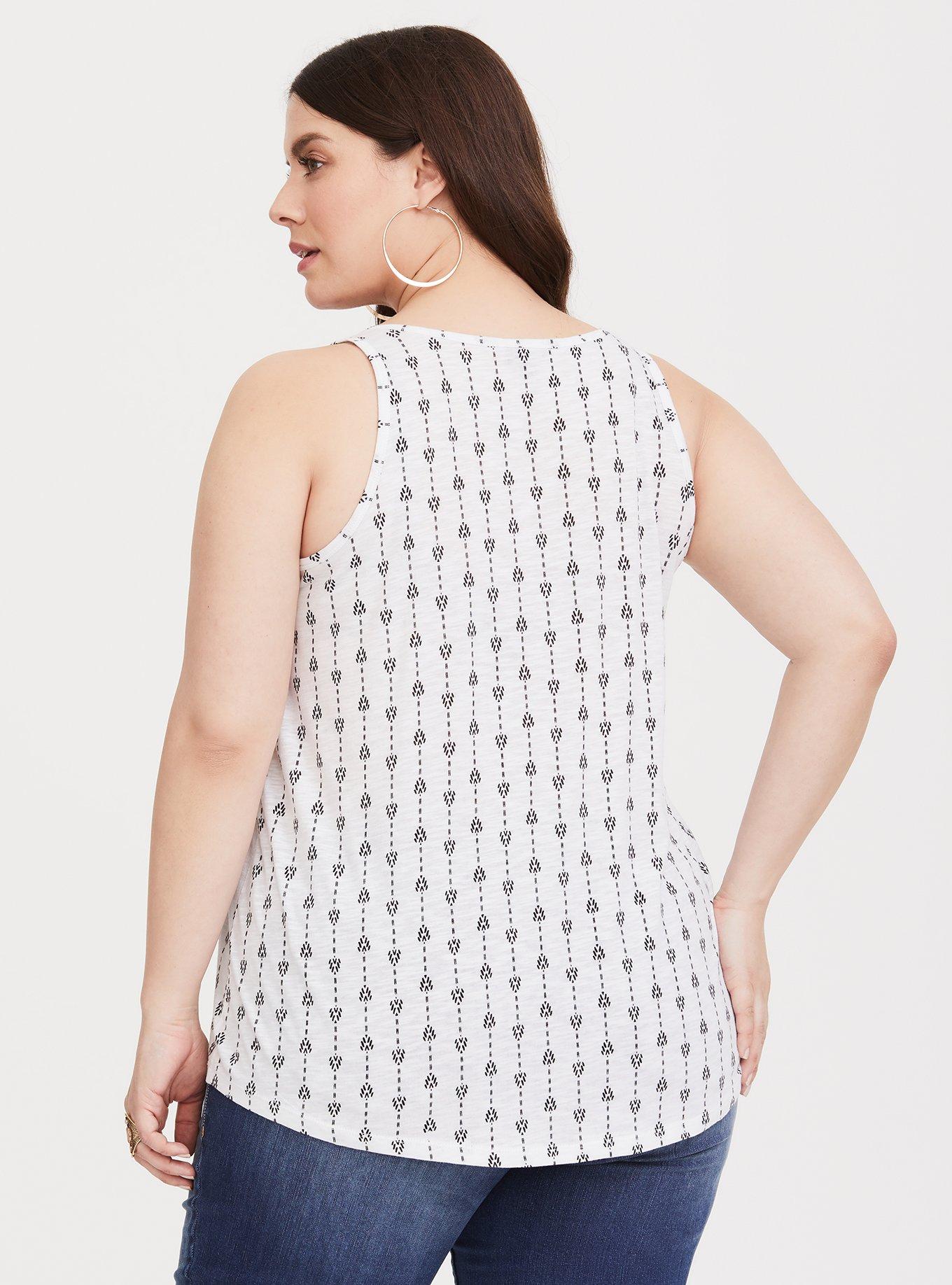 Plus Size White Arrow V-Neck Tank, GEO PRINT, alternate