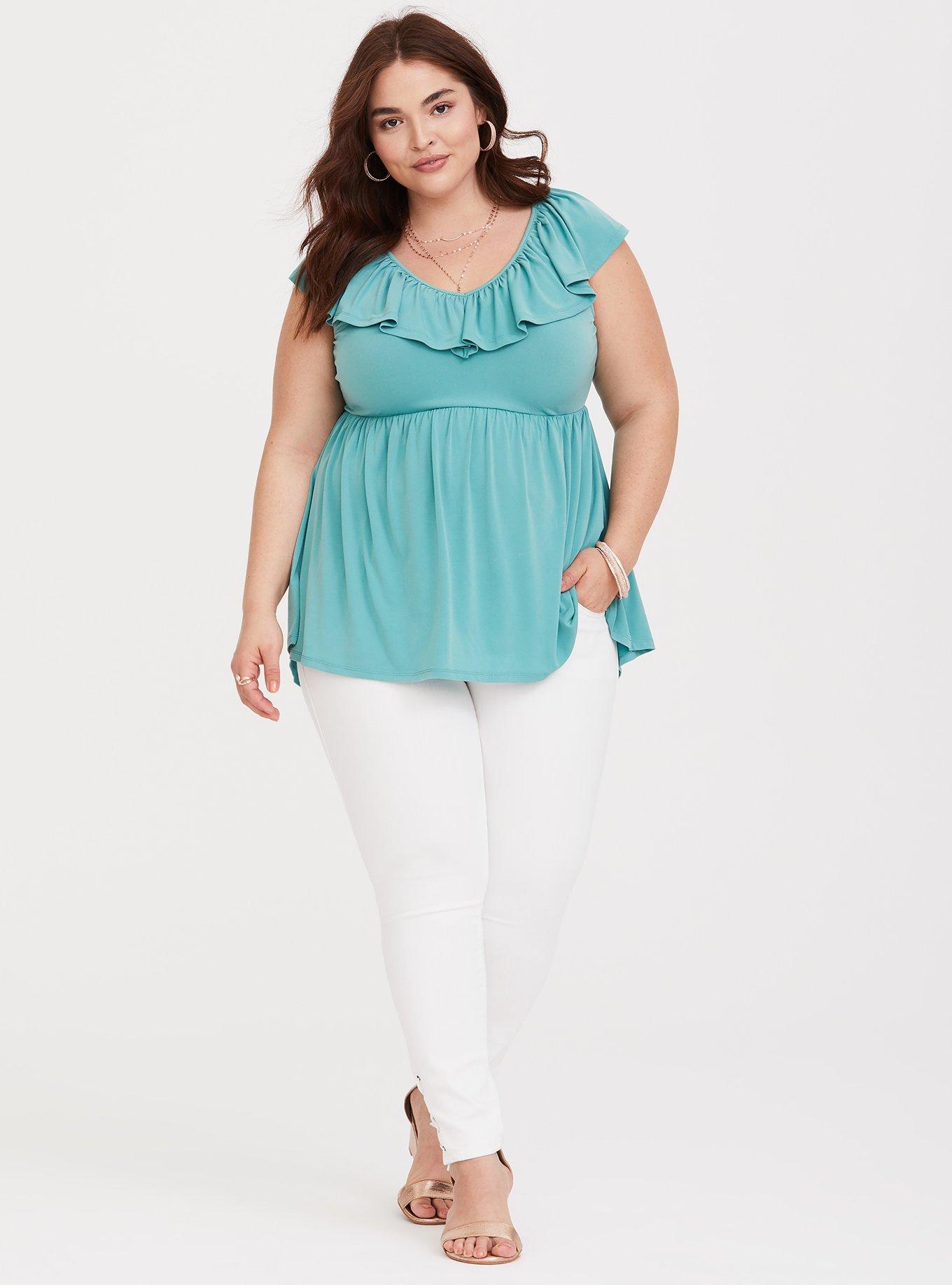 Plus Size - Sea Green Jersey Knit Babydoll Tank - Torrid