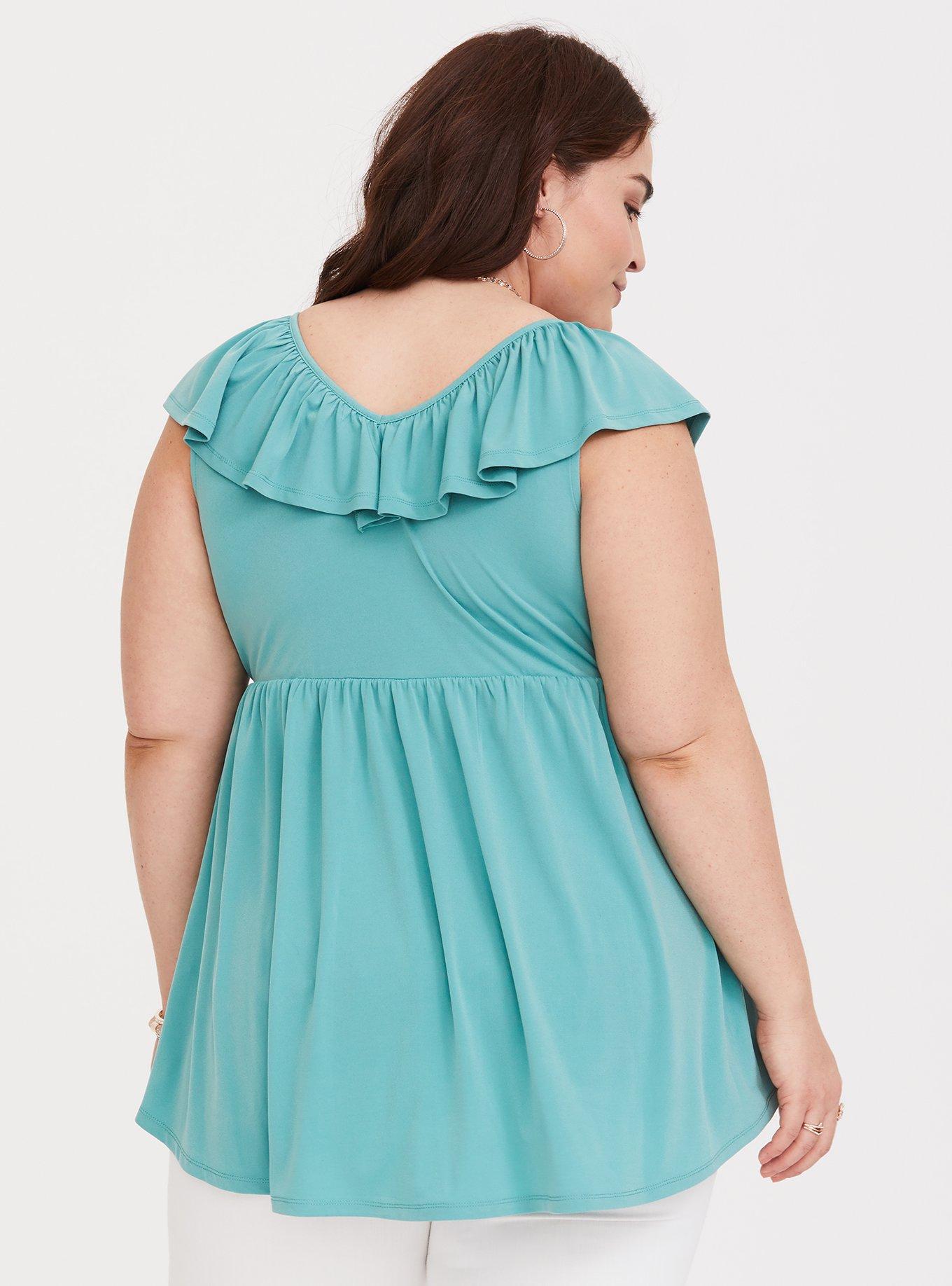 Plus Size - Sea Green Jersey Knit Babydoll Tank - Torrid