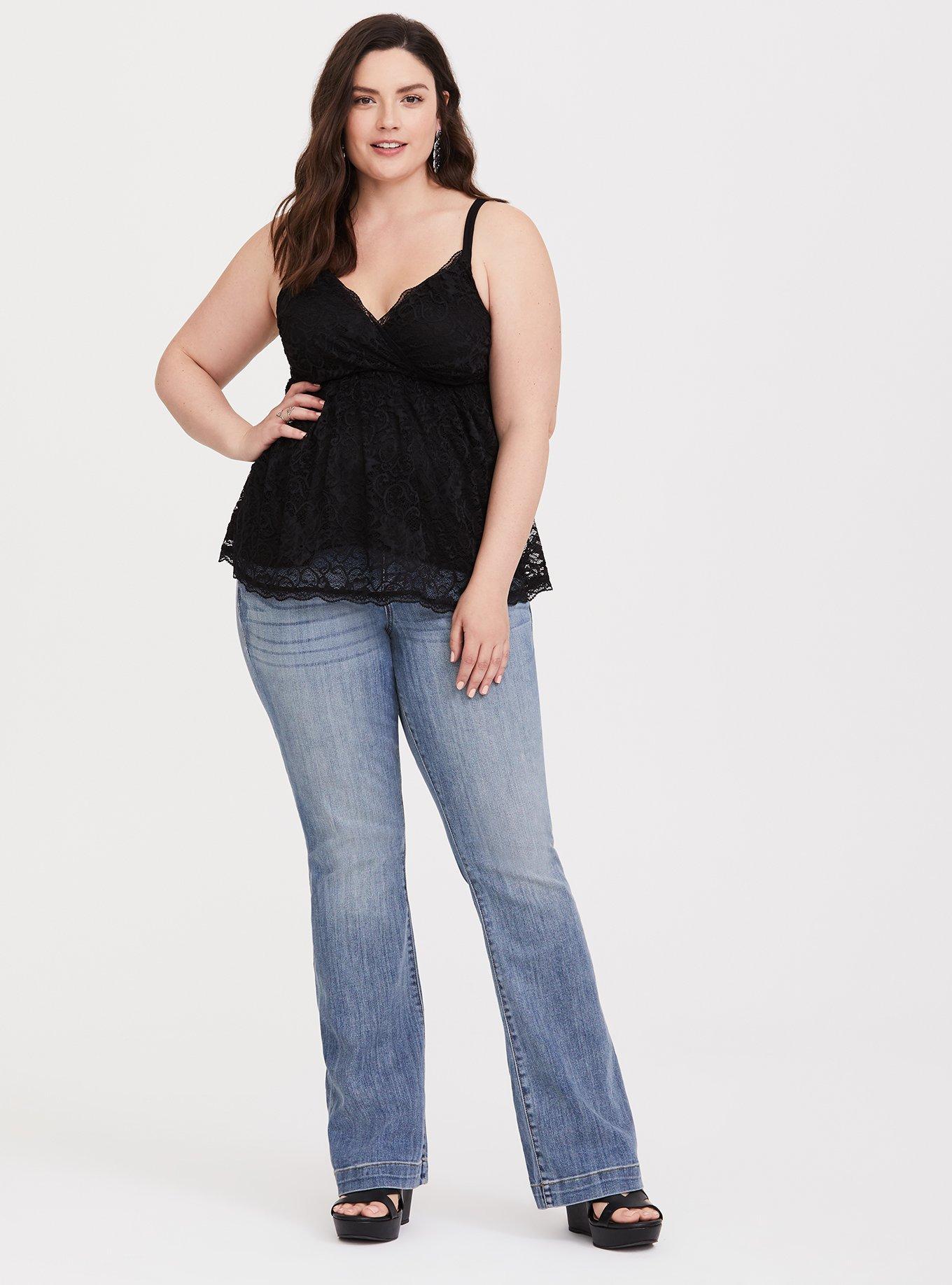 Black Lace Babydoll Cami, DEEP BLACK, alternate