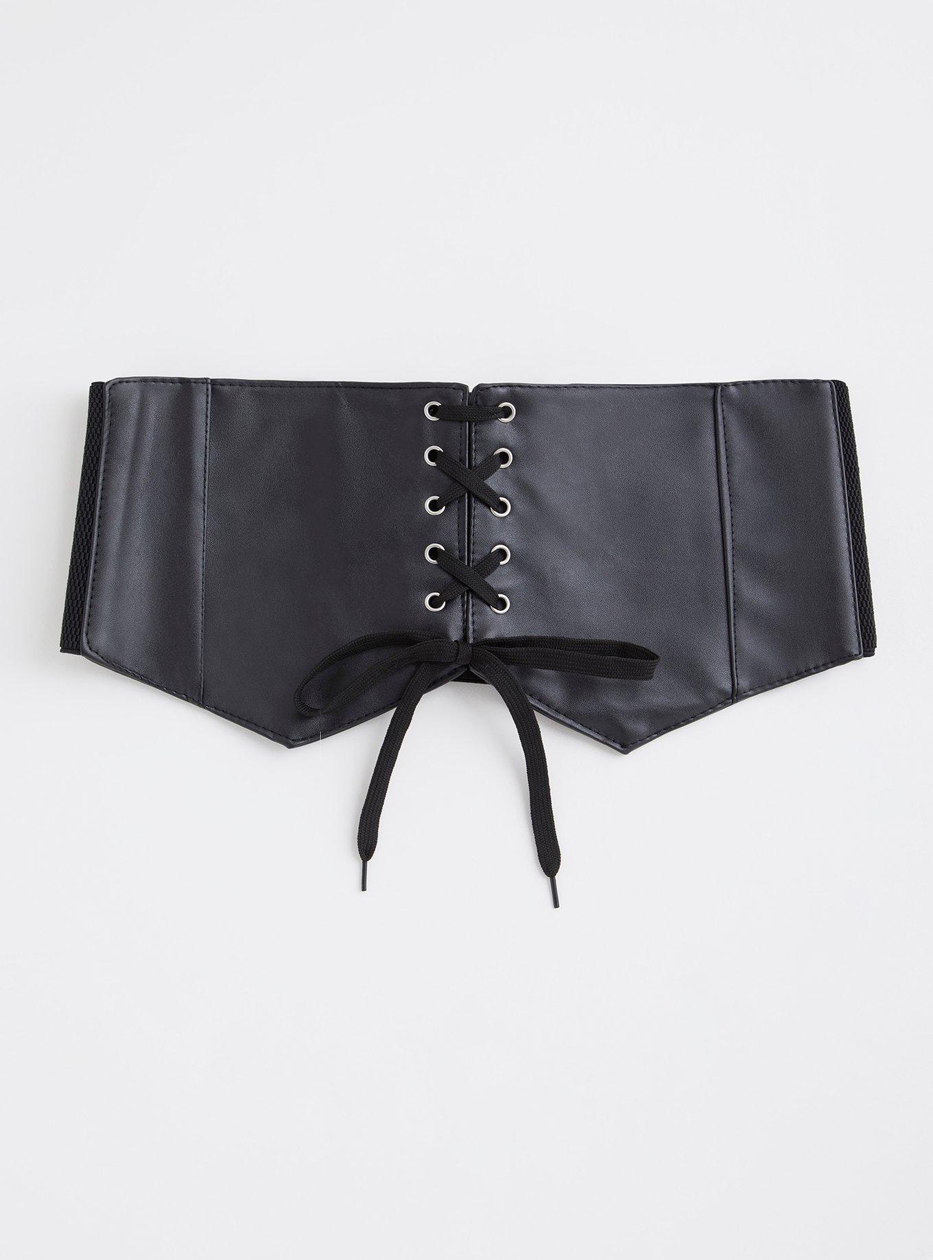 Plus Size - Black Lace-Up Faux Leather Corset Bustier - Torrid