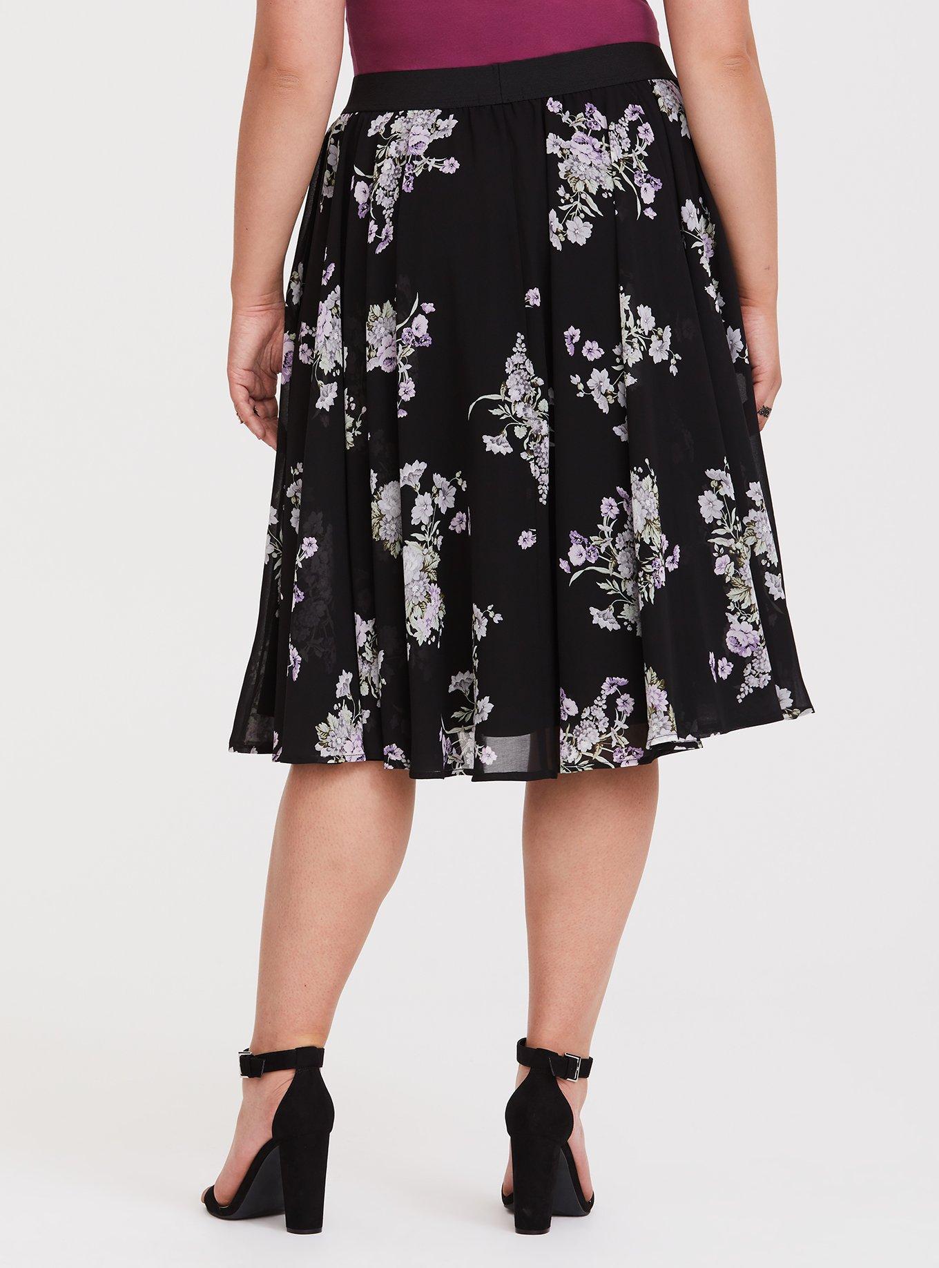 Midi Chiffon Skater Skirt, , alternate