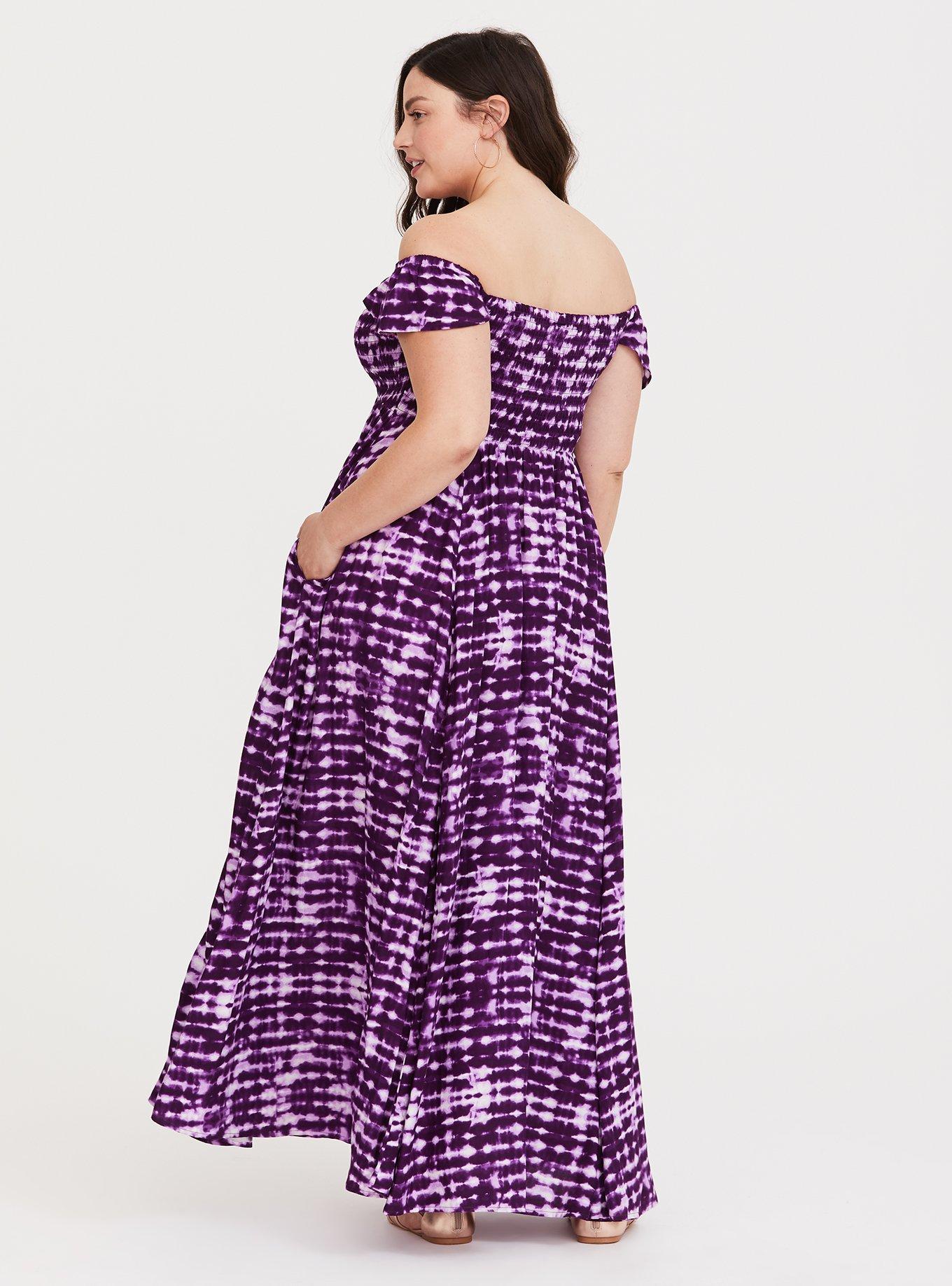 Plus Size - Maxi Challis Off-Shoulder Dress - Torrid