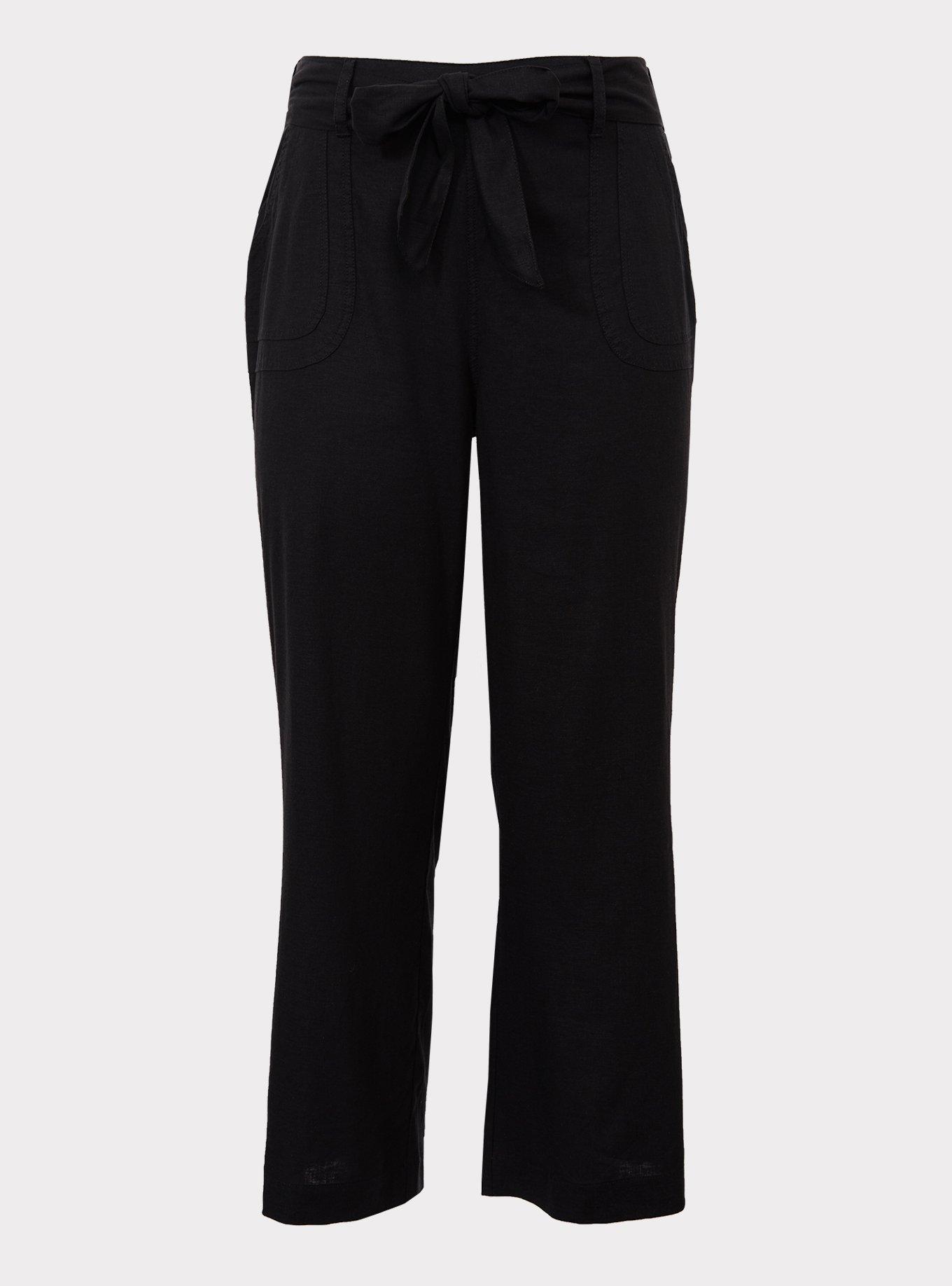 Women's Plus Size Black Linen Viscose Trouser