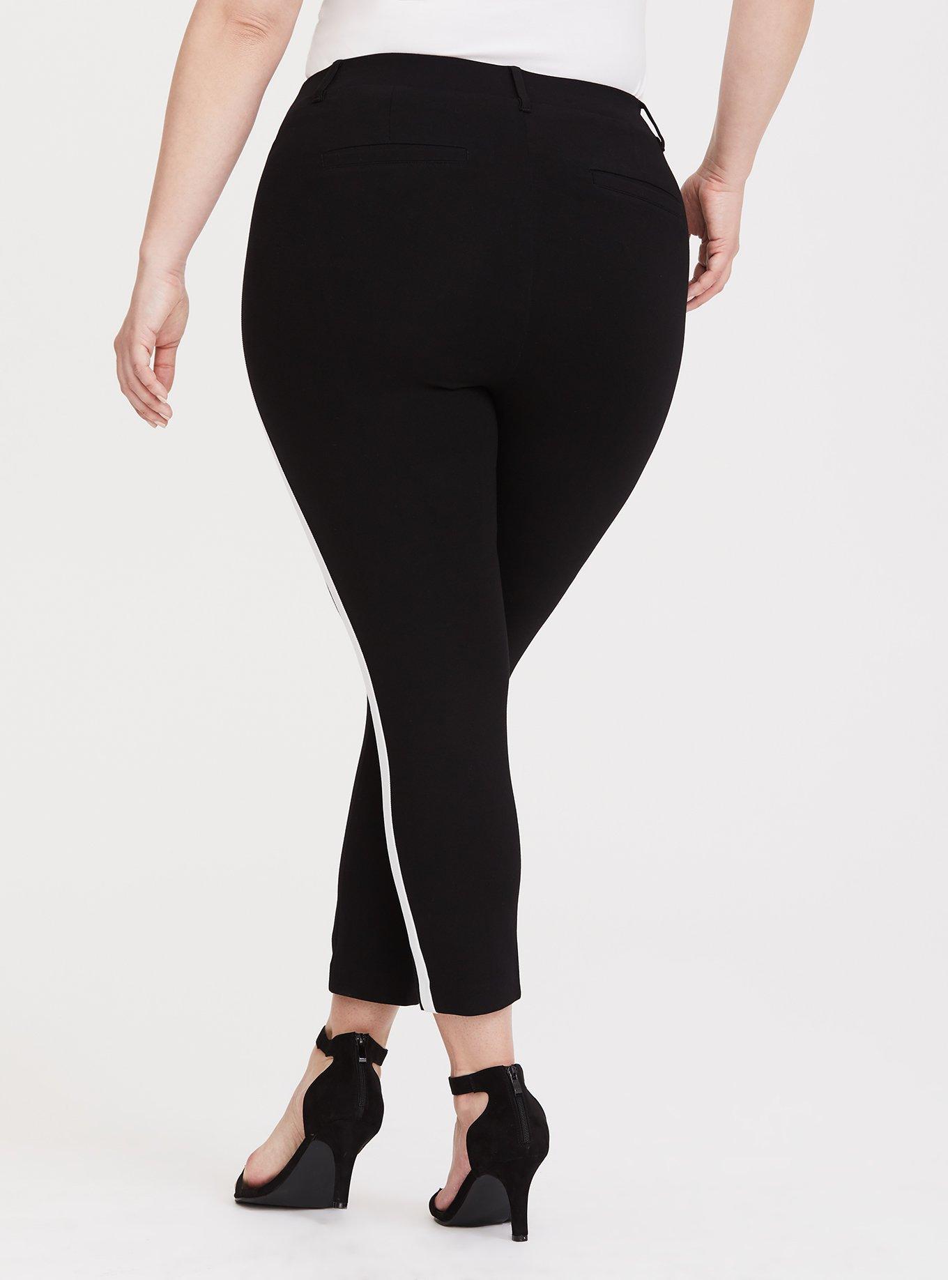 Black & White Stripe Ponte Stretch Pull-On Pant, DEEP BLACK, alternate