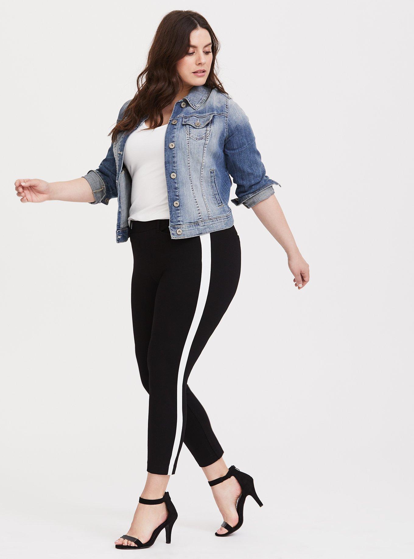 Black & White Stripe Ponte Stretch Pull-On Pant, DEEP BLACK, hi-res