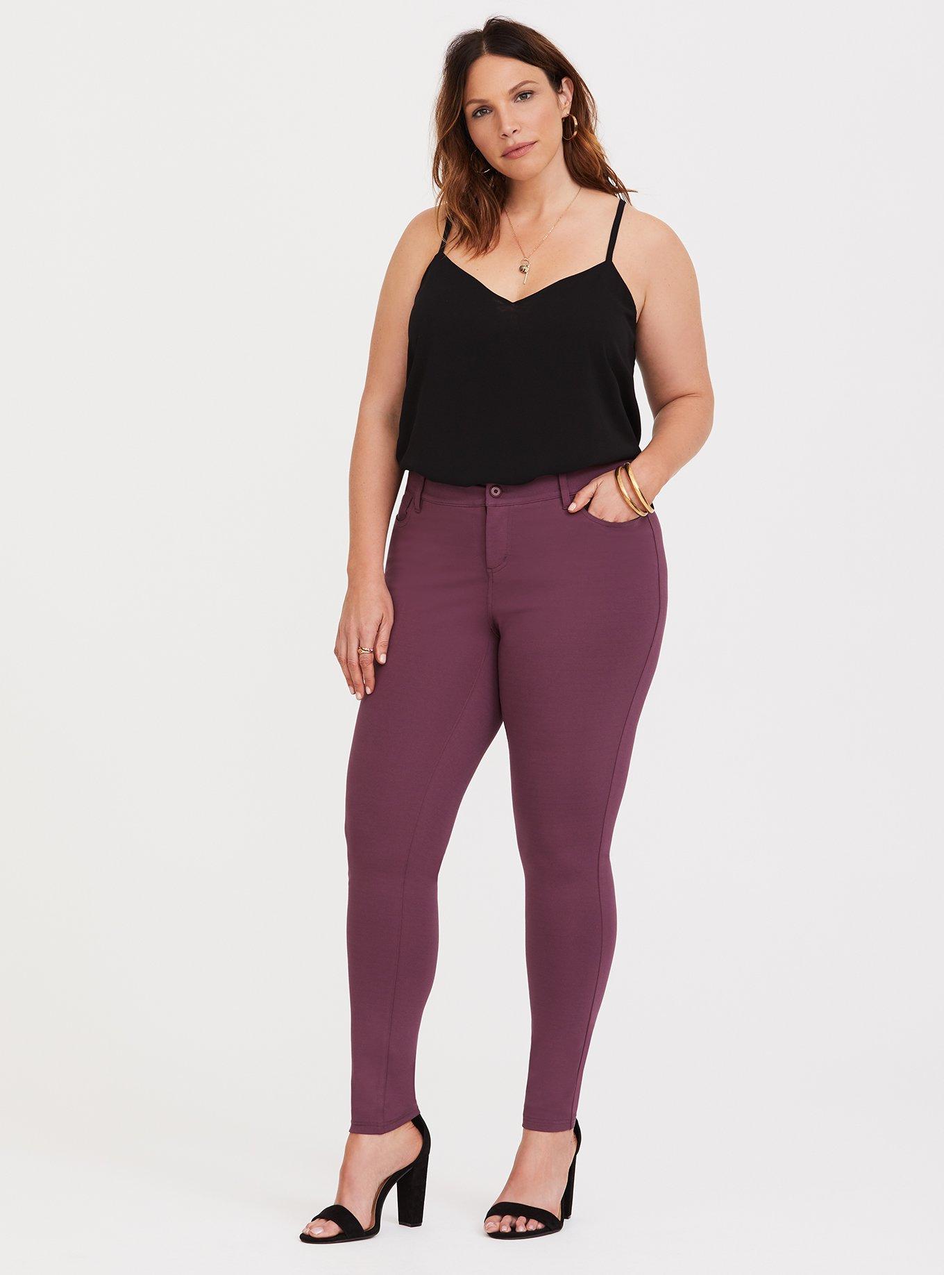 Plus Size - Purple Ponte Stretch 5-Pocket Skinny Pant - Torrid