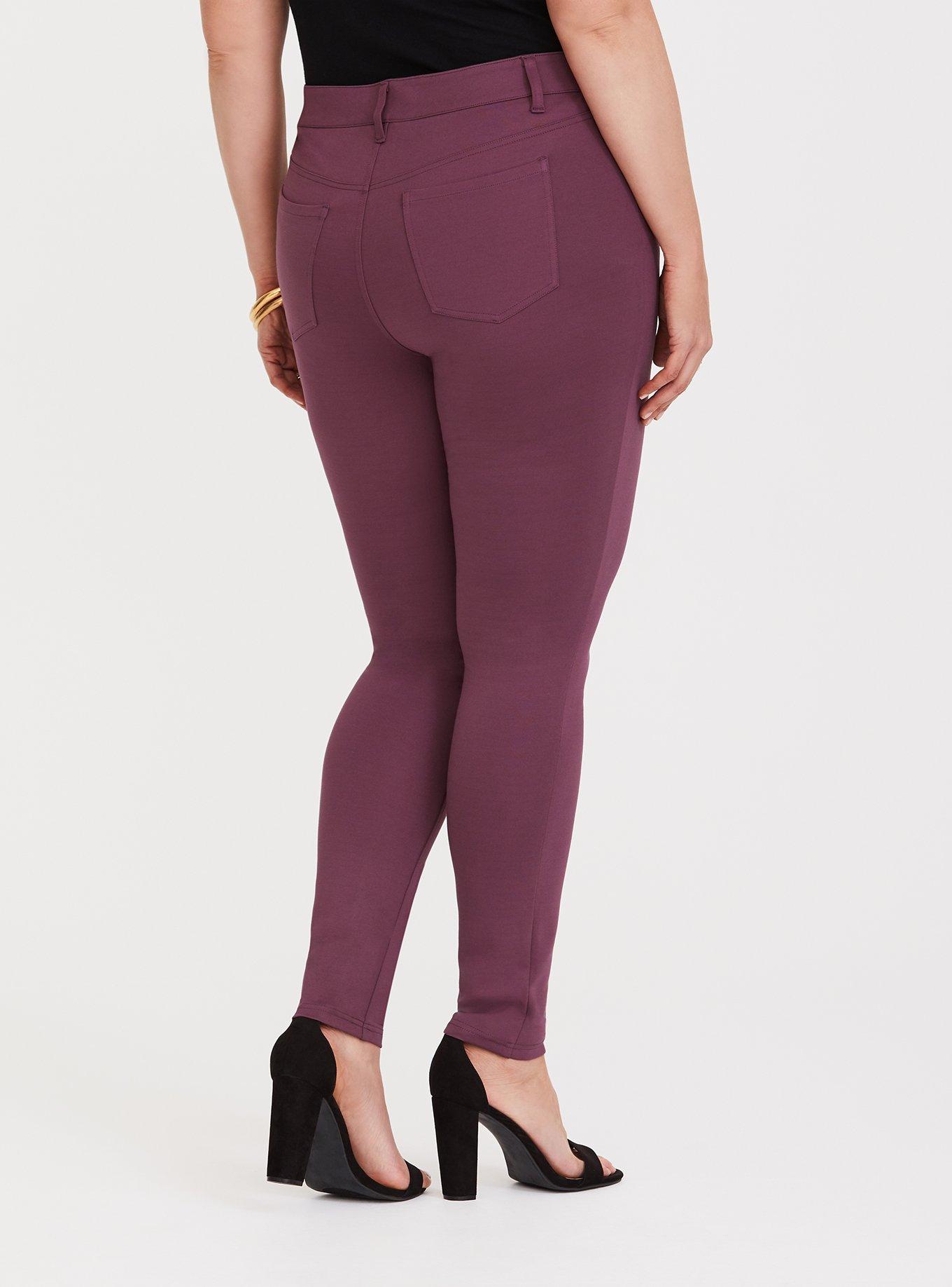 Plus Size - Purple Ponte Stretch 5-Pocket Skinny Pant - Torrid