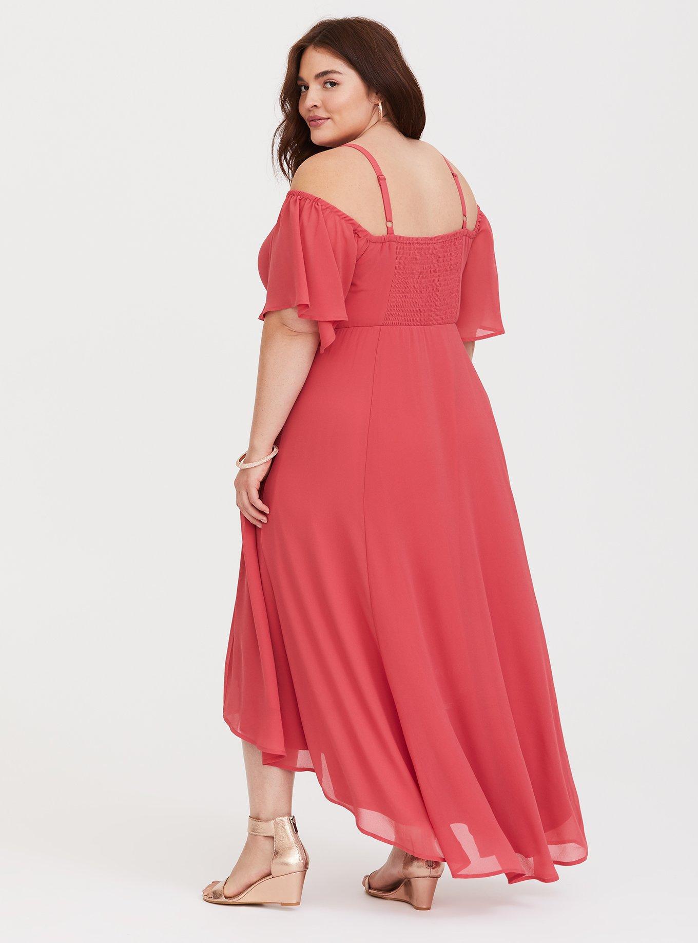 Coral Chiffon Maxi Dress