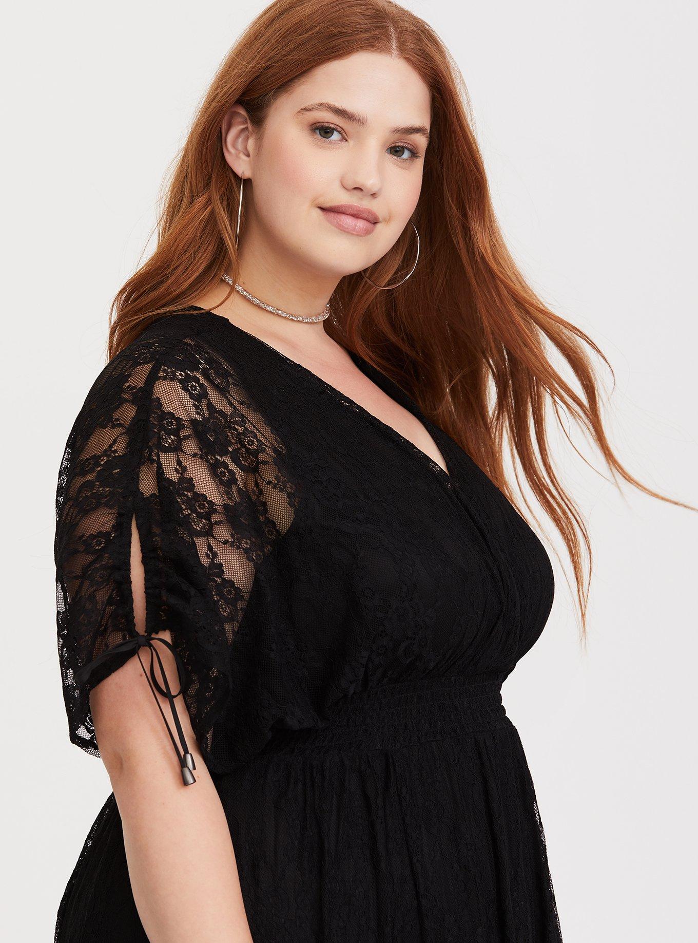 Plus Size - Black Stretch Lace Maxi Dress - Torrid