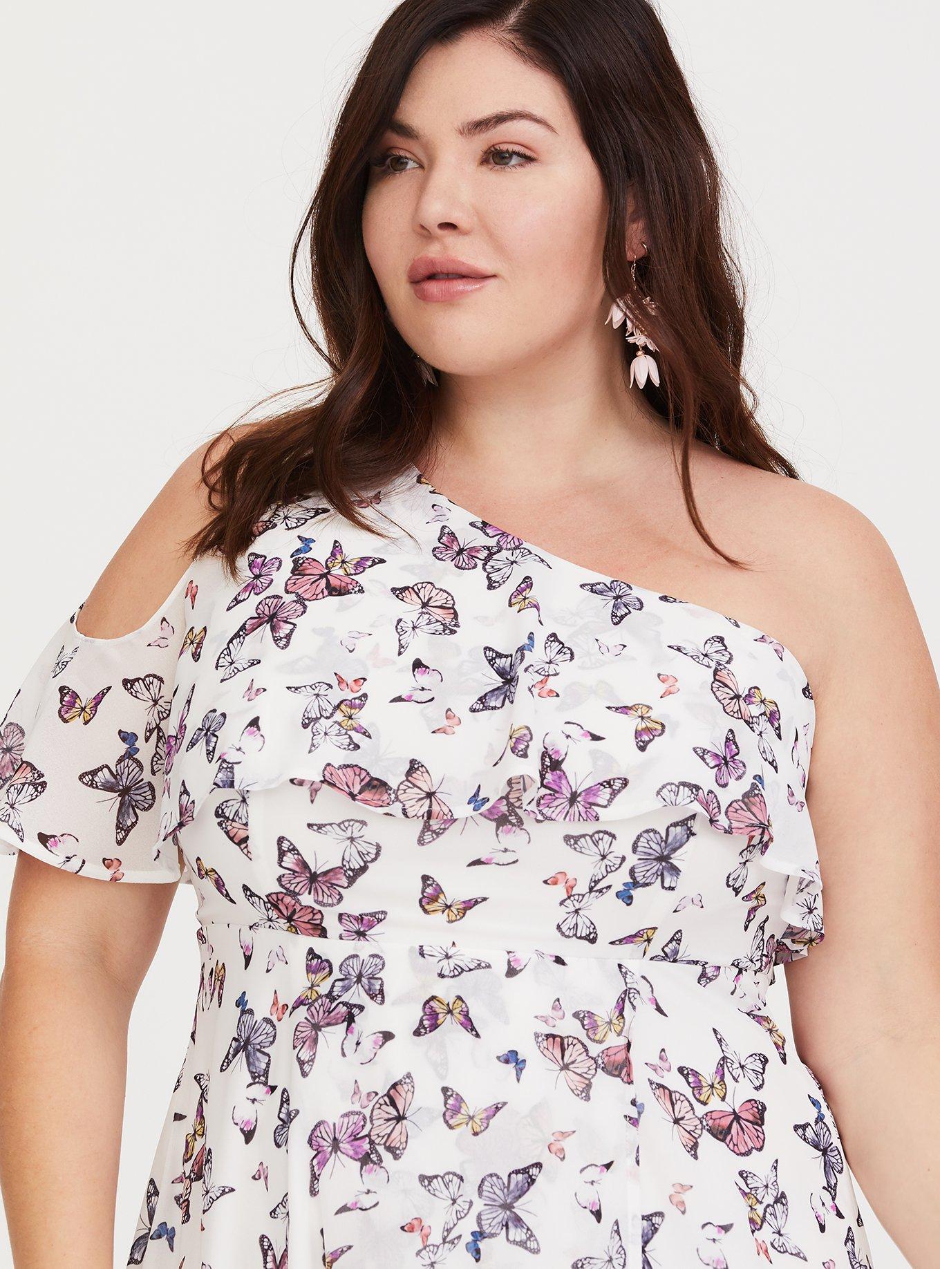 torrid, Dresses, Torrid Floral Butterfly Midi Challis Smocked Tiered Dress  Plus Size 4 4x H468