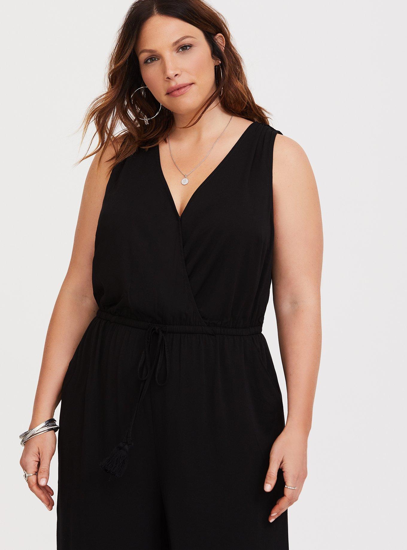 Tulip Leg Challis Jumpsuit, DEEP BLACK, alternate