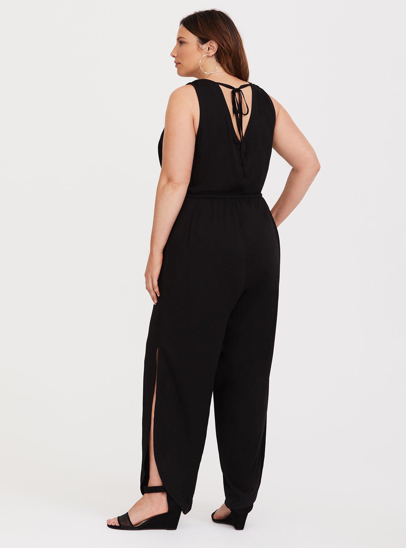 Tulip Leg Challis Jumpsuit, DEEP BLACK, alternate