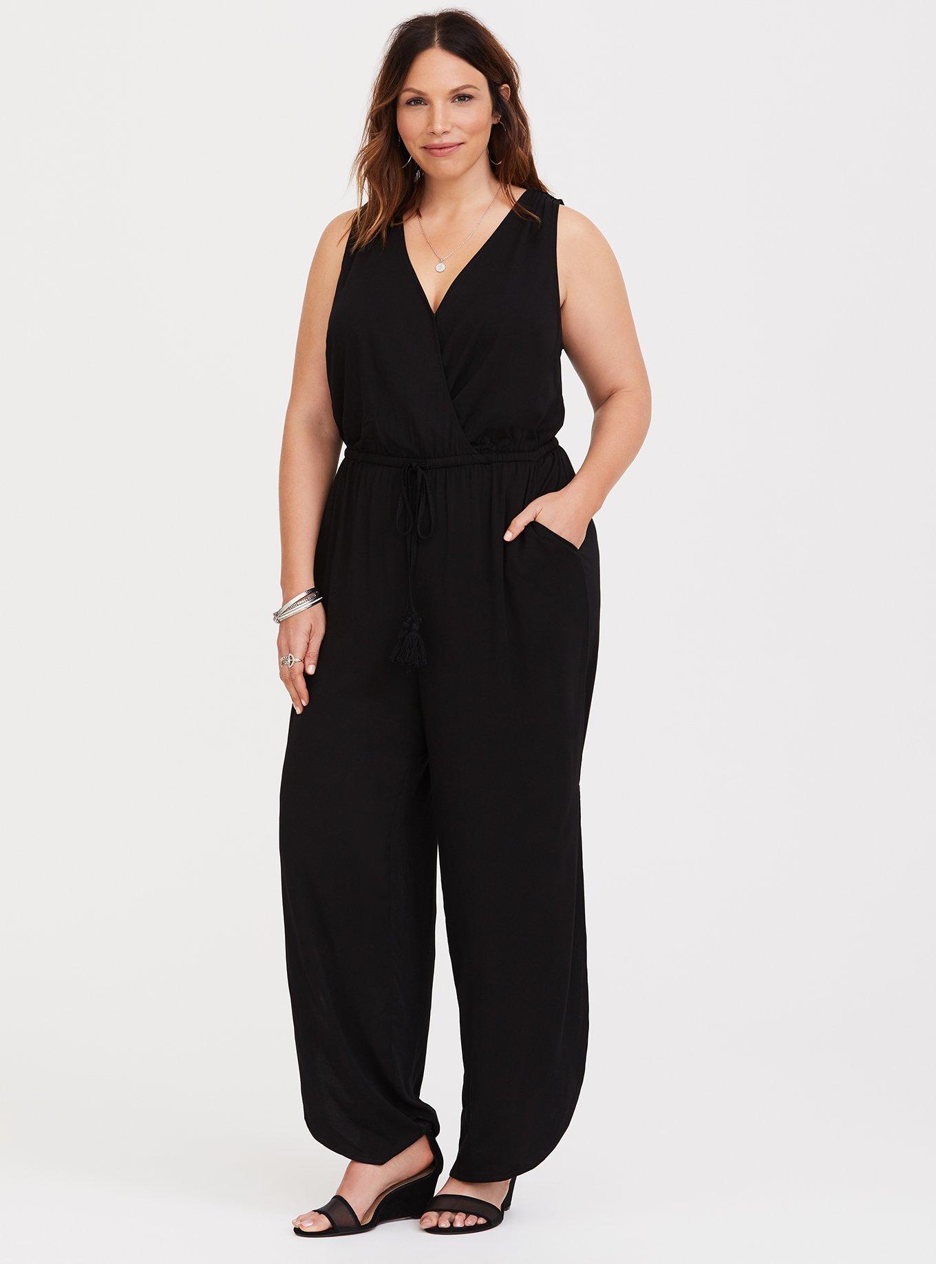Tulip Leg Challis Jumpsuit, DEEP BLACK, alternate