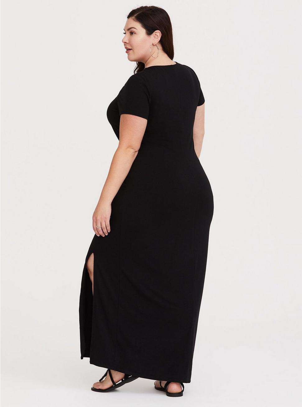 Plus Size - Black Lace-Up Jersey T-Shirt Dress - Torrid