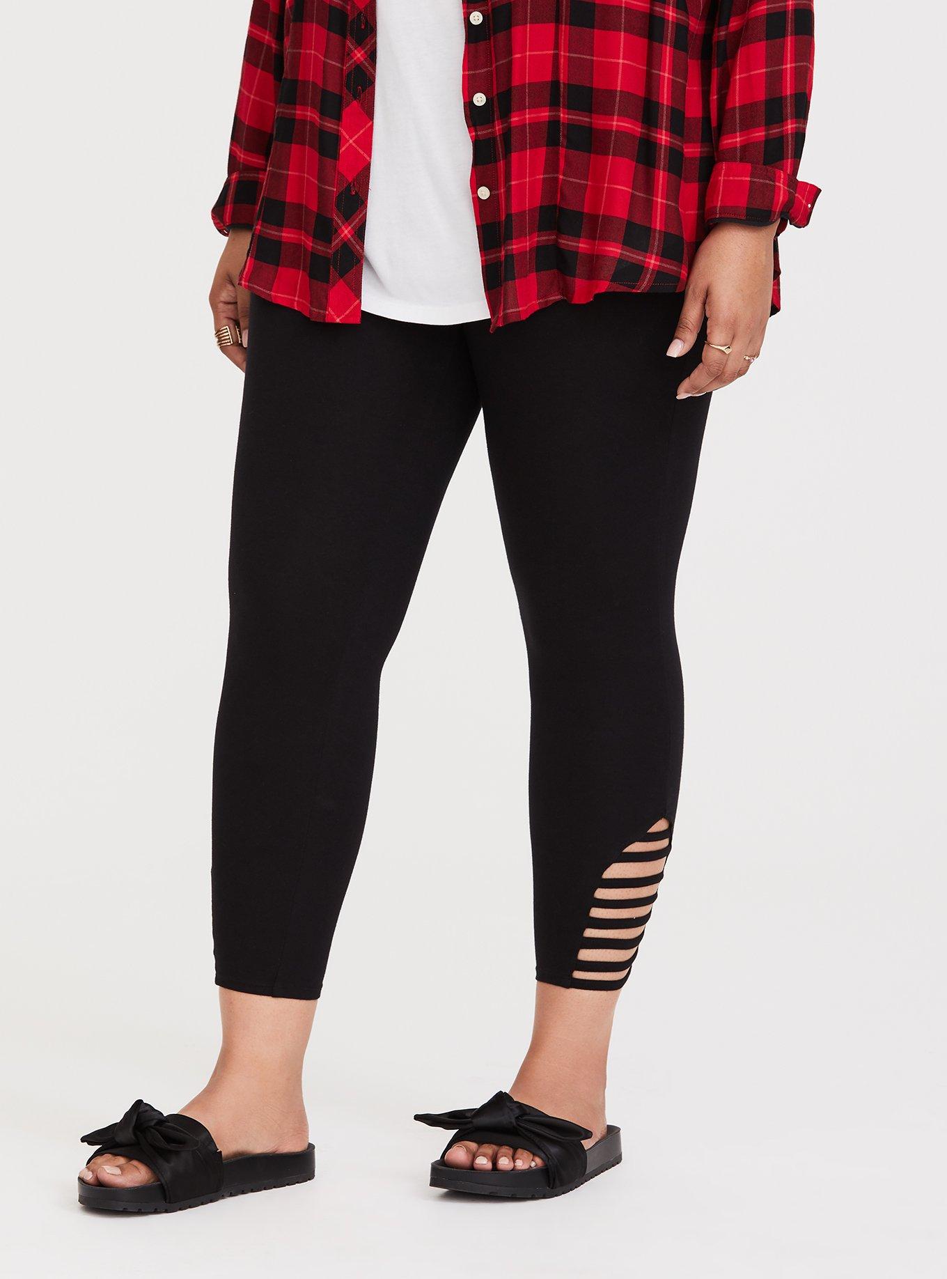 Plus Size - Black Strappy Crop Legging - Torrid