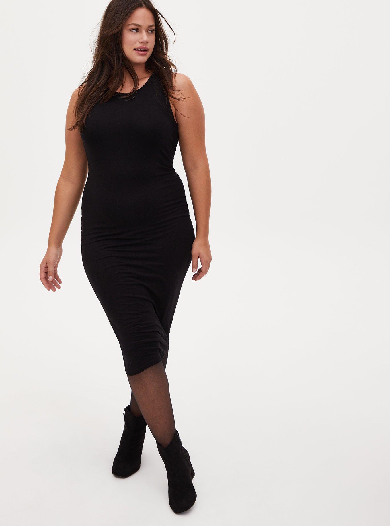 Plus Size Black Jersey Midi Bodycon Dress Torrid