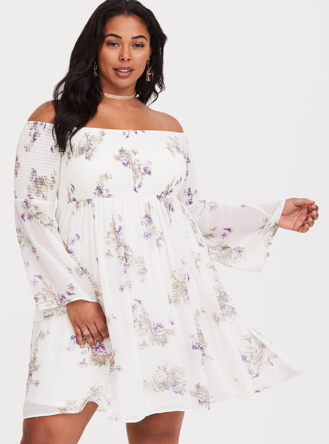 Ivory Floral Smocked Chiffon Dress, DAINTY BOUQUETS, alternate